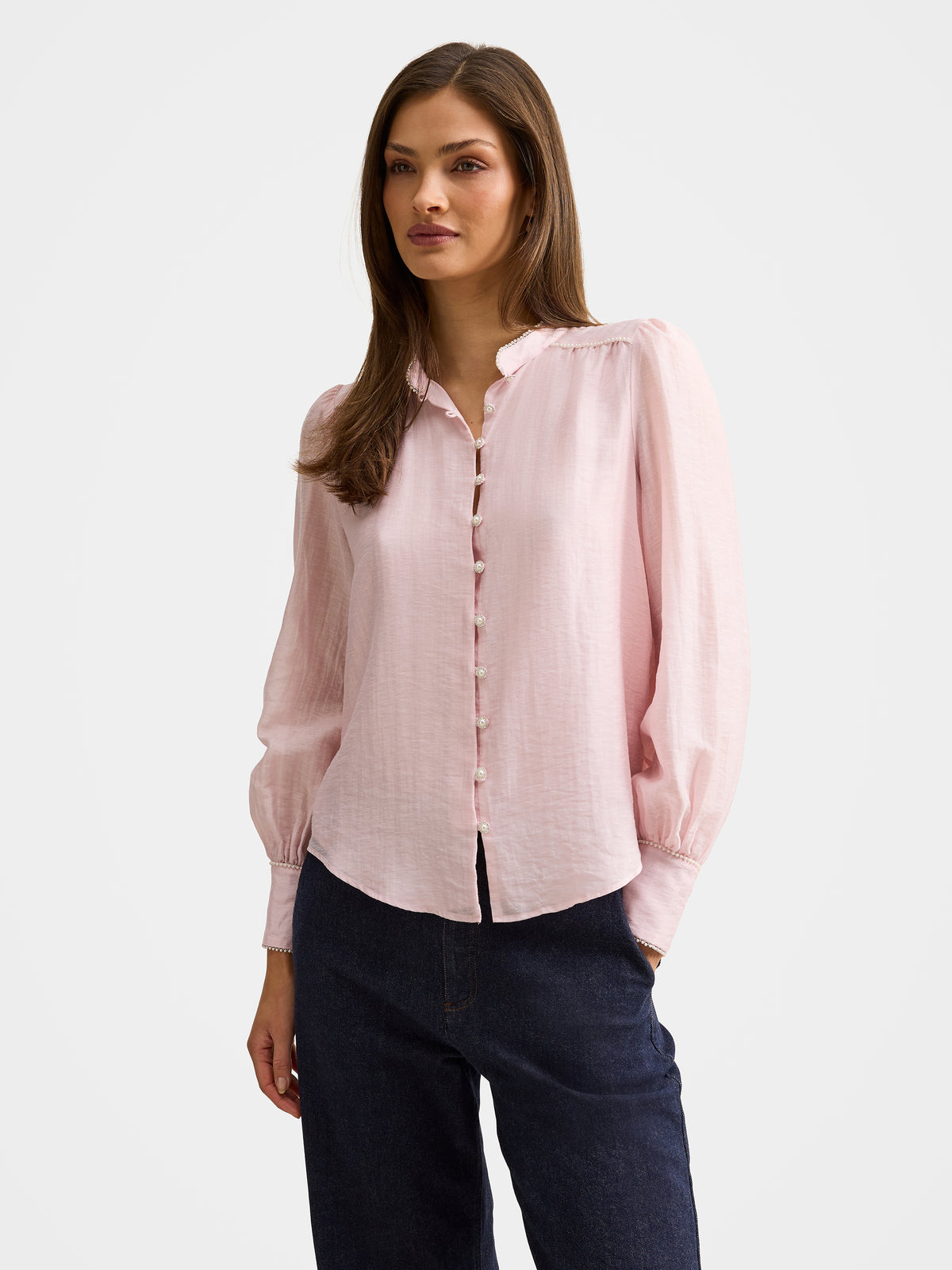 Angelica Pearl Trim Blouse