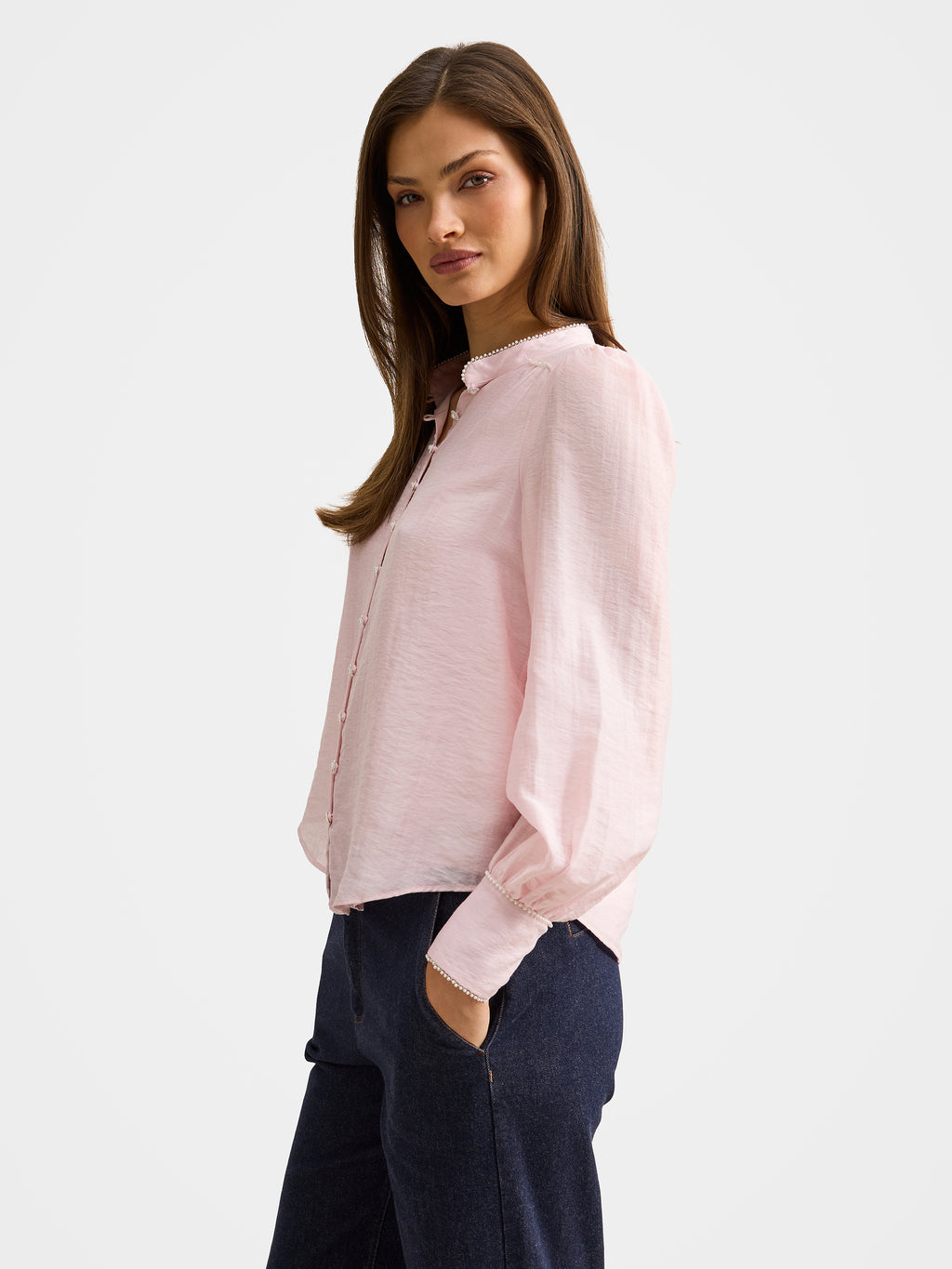 Angelica Pearl Trim Blouse