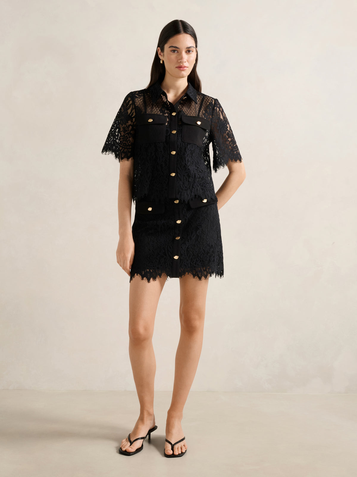 Lola Button Lace Mini Skirt