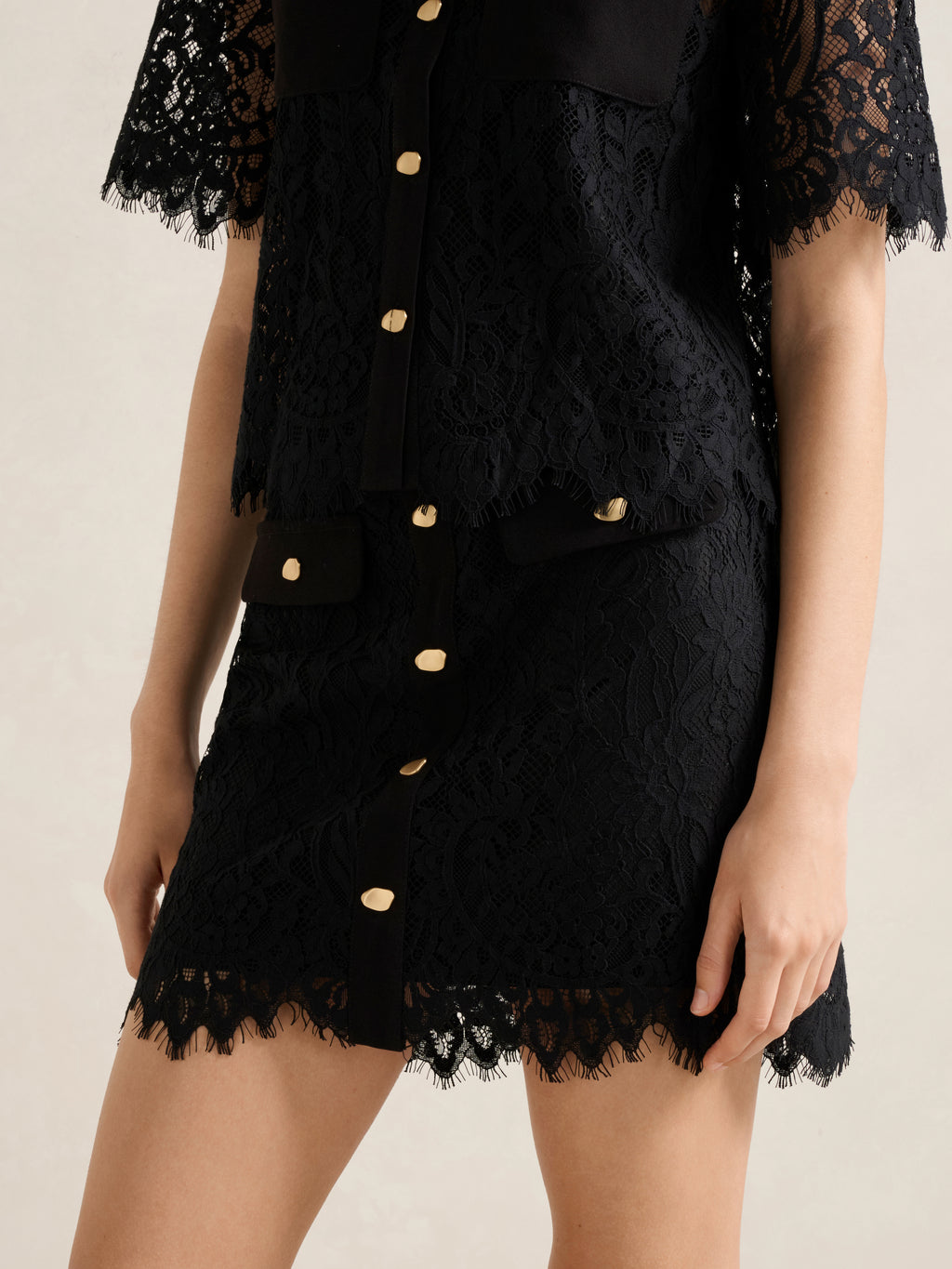 Lola Button Lace Mini Skirt
