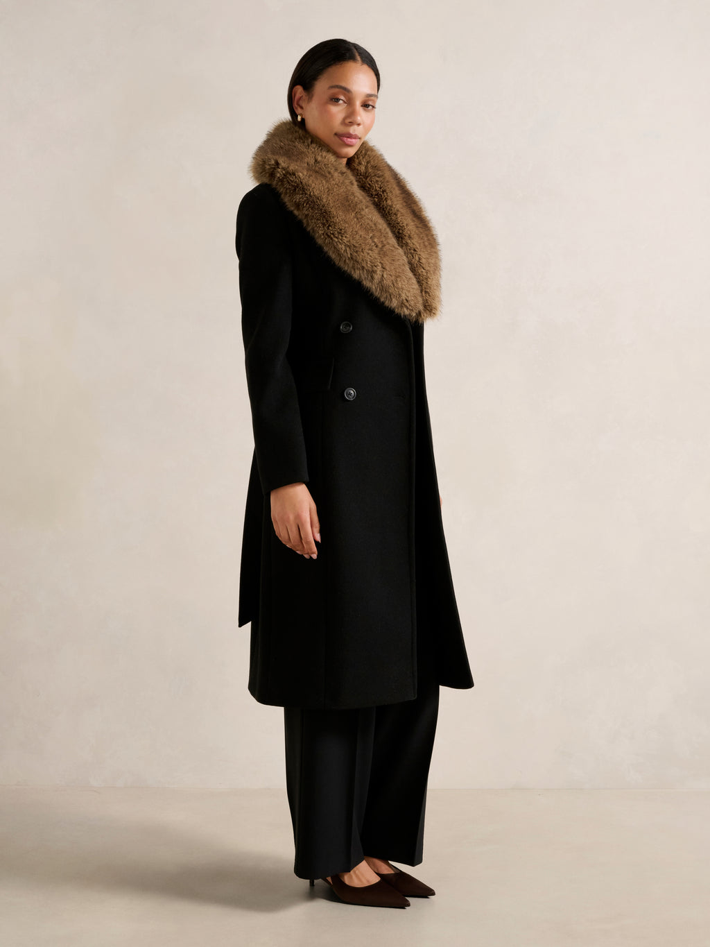 Chelsea DB Fur Collar Coat