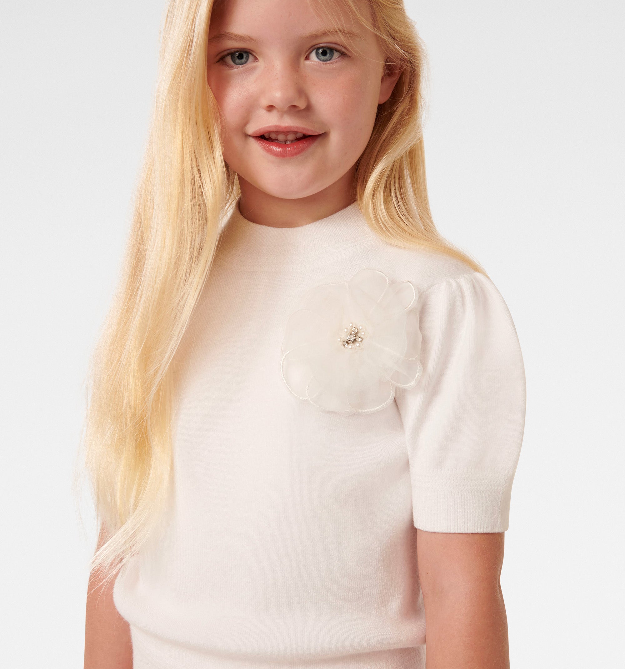 Hilde Girls Puff Slv Knit Tee