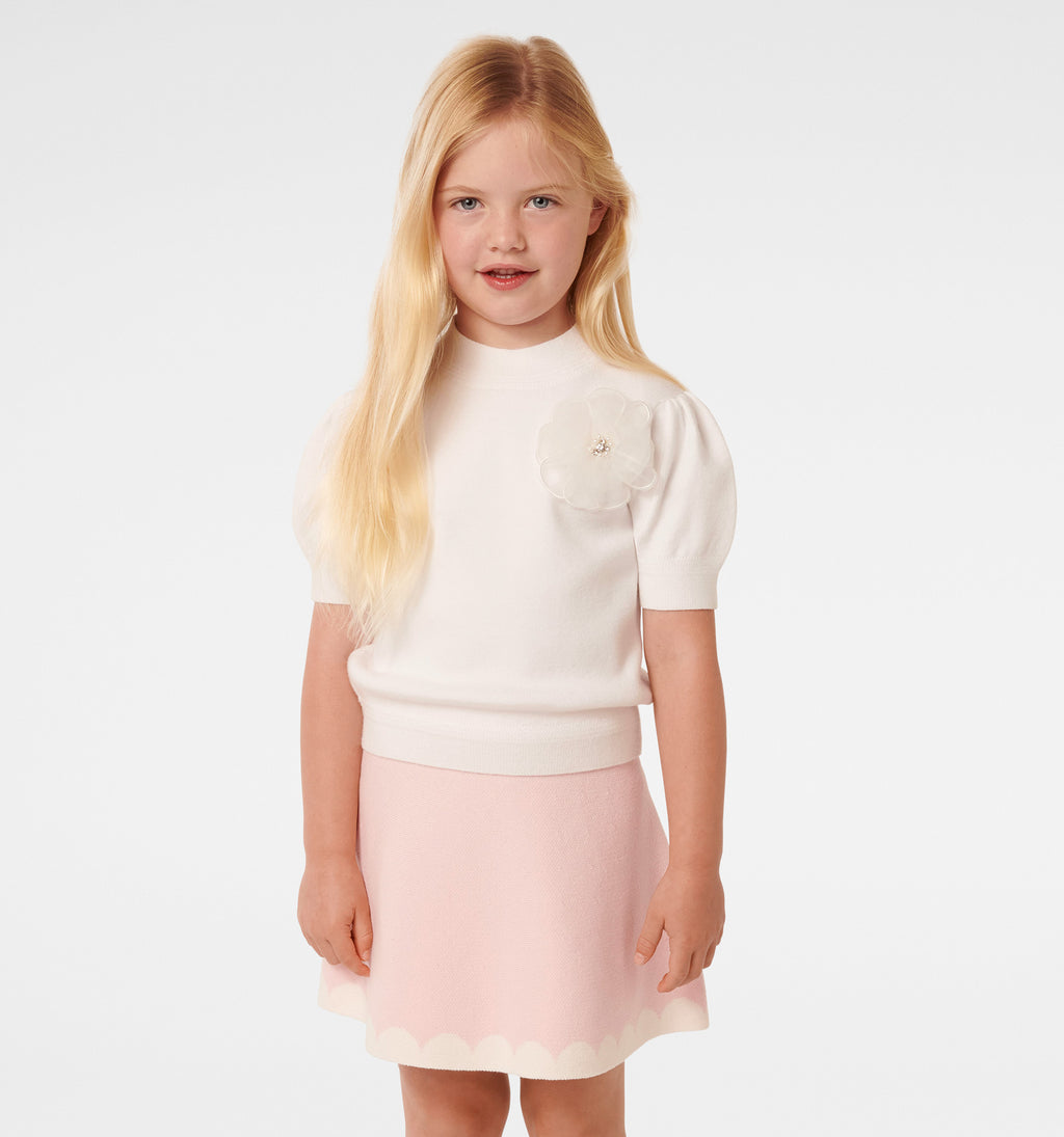 Hilde Girls Puff Slv Knit Tee