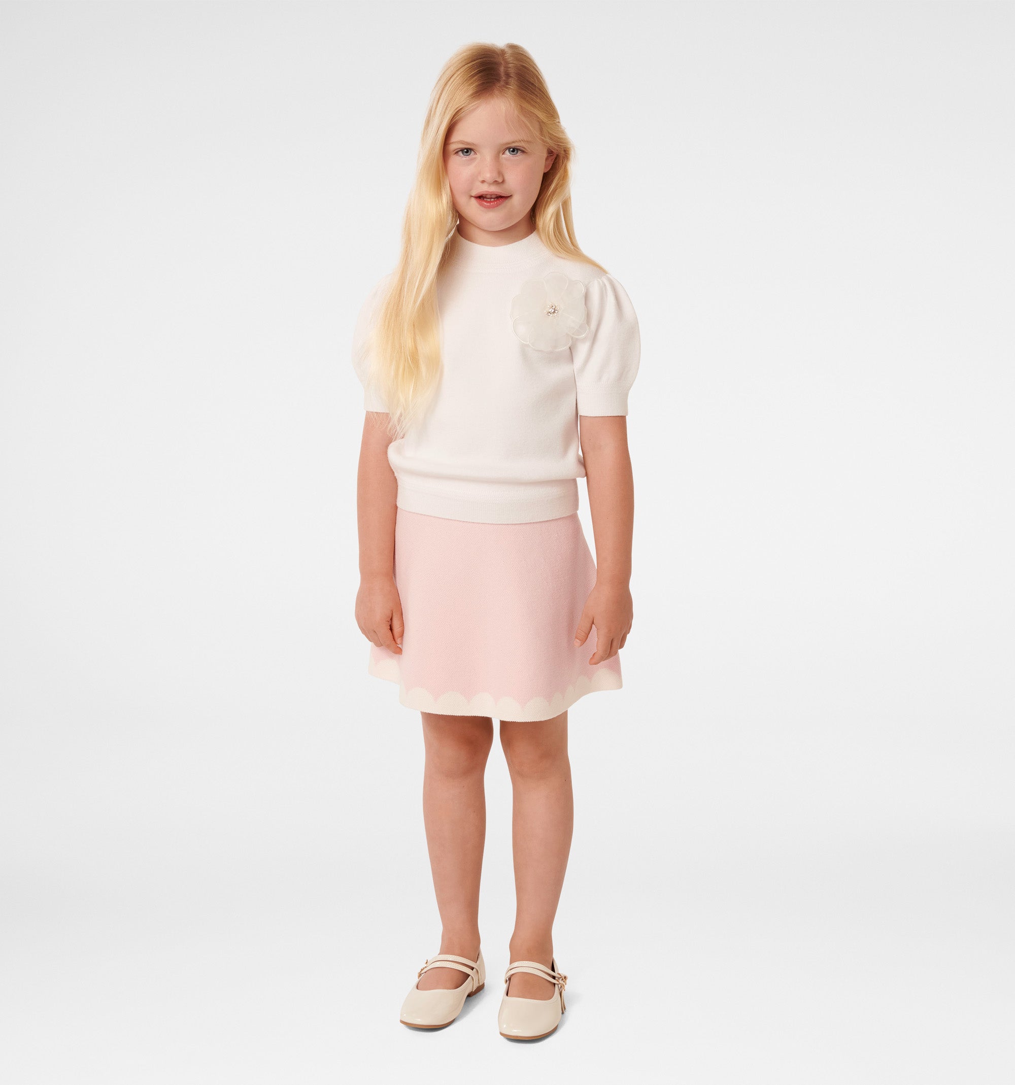 Hilde Girls Puff Slv Knit Tee