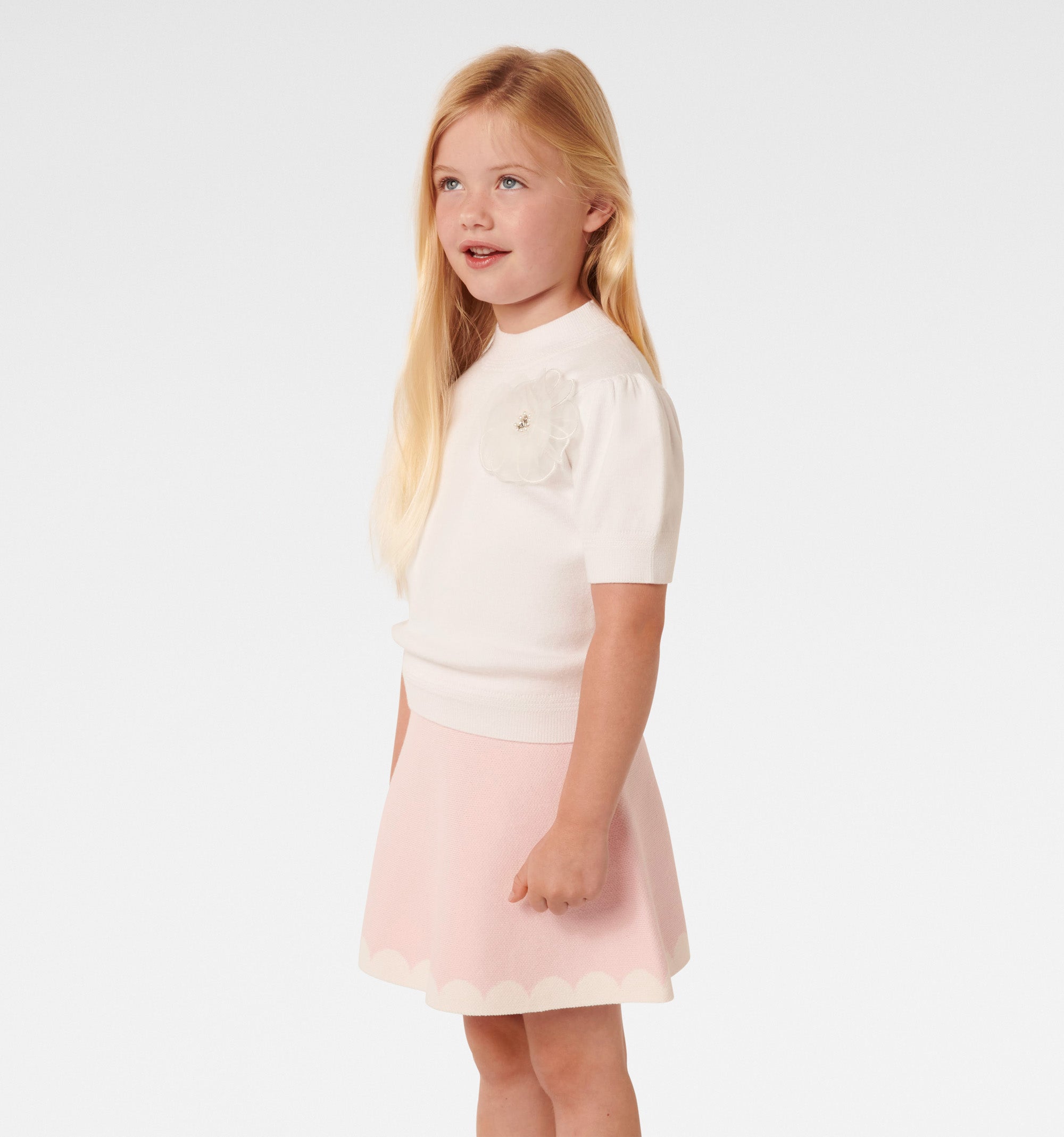 Hilde Girls Puff Slv Knit Tee