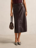 Jaelyn Vegan Leather Midi Skirt