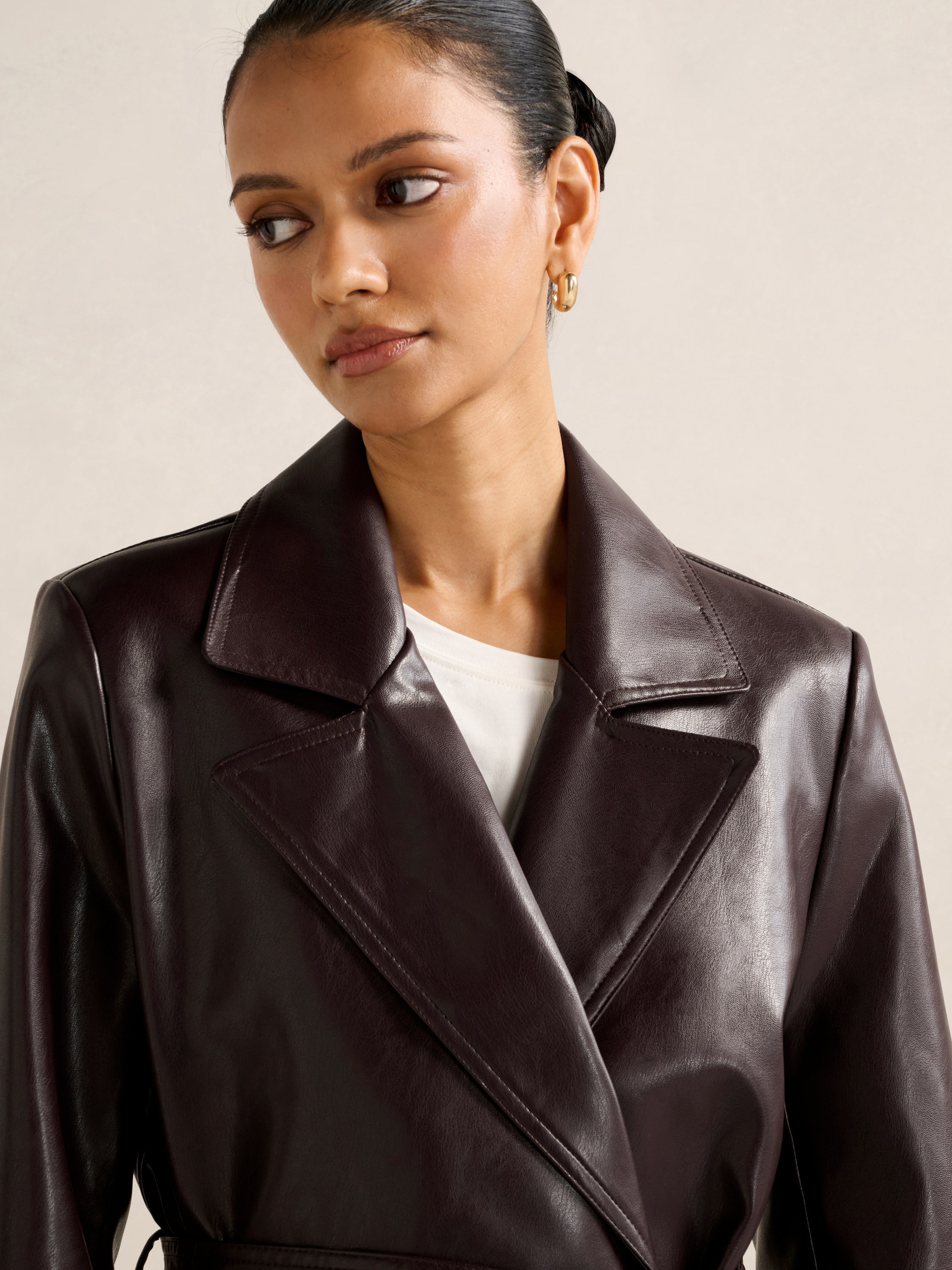 Gabbi Petite Vegan Leather Trench