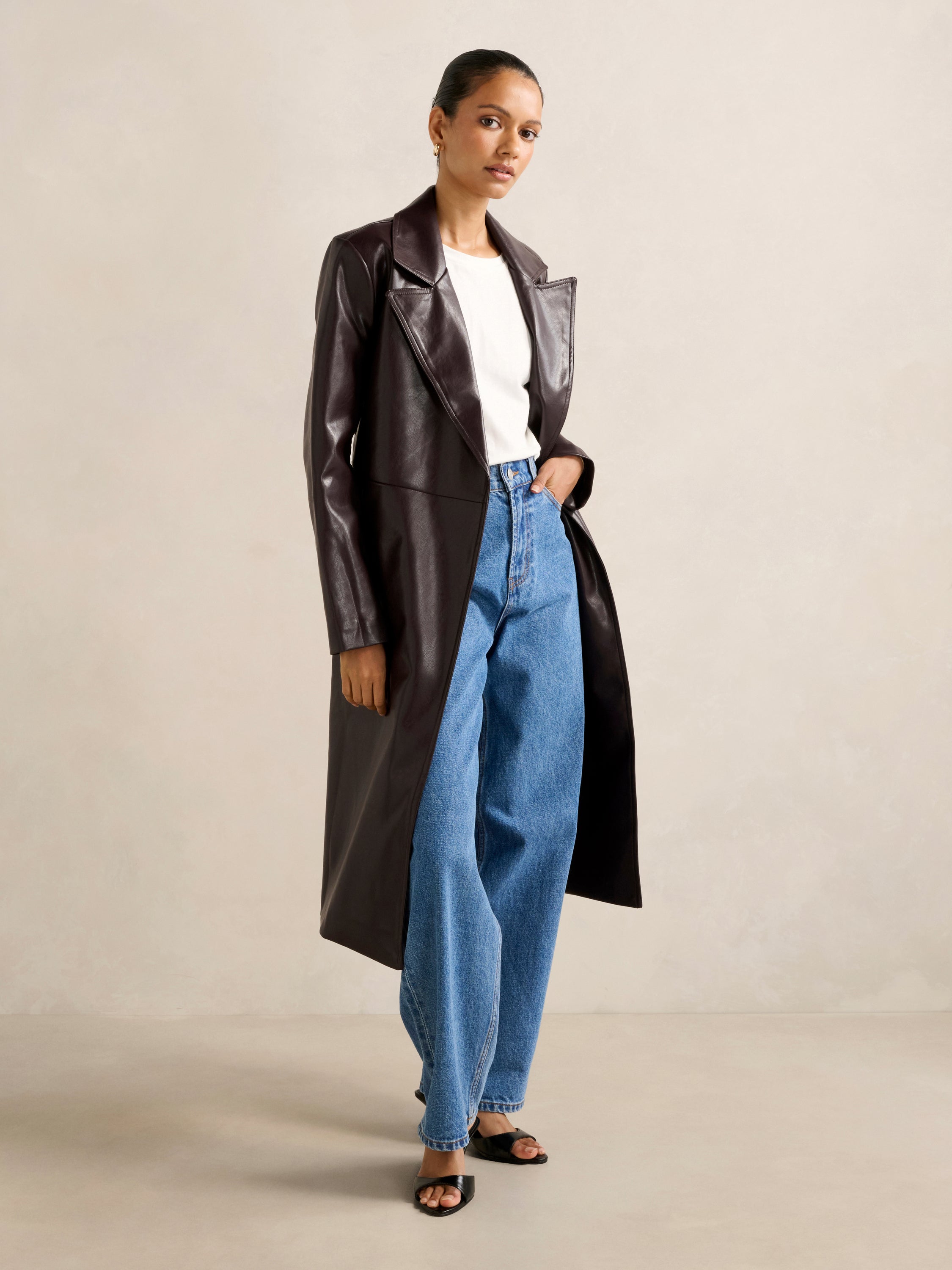 Gabbi Petite Vegan Leather Trench
