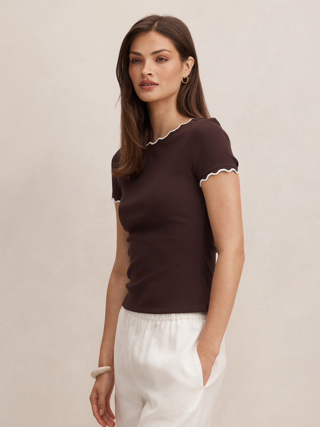 Rebecca Scallop Trim Tee
