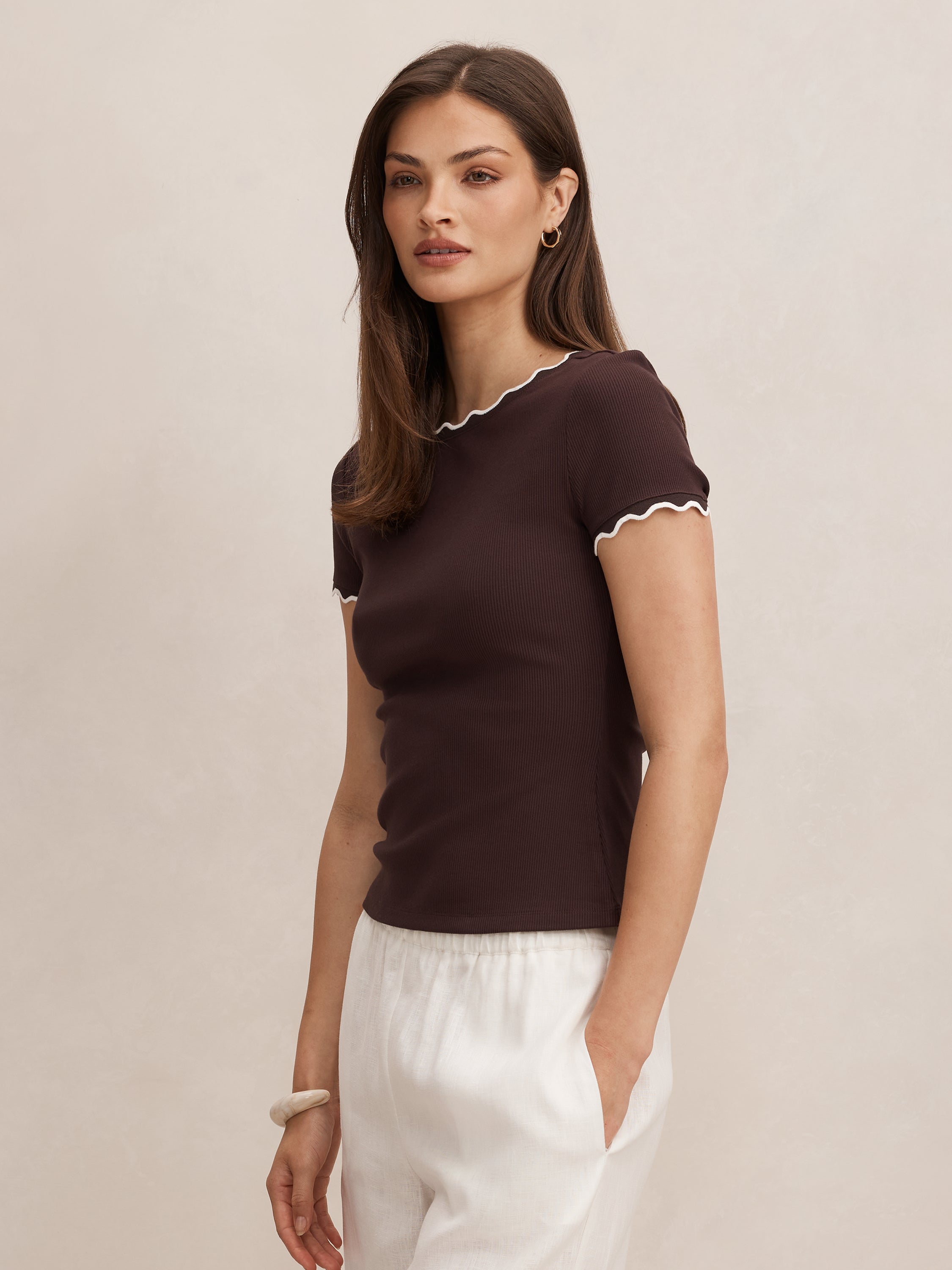 Rebecca Scallop Trim Tee