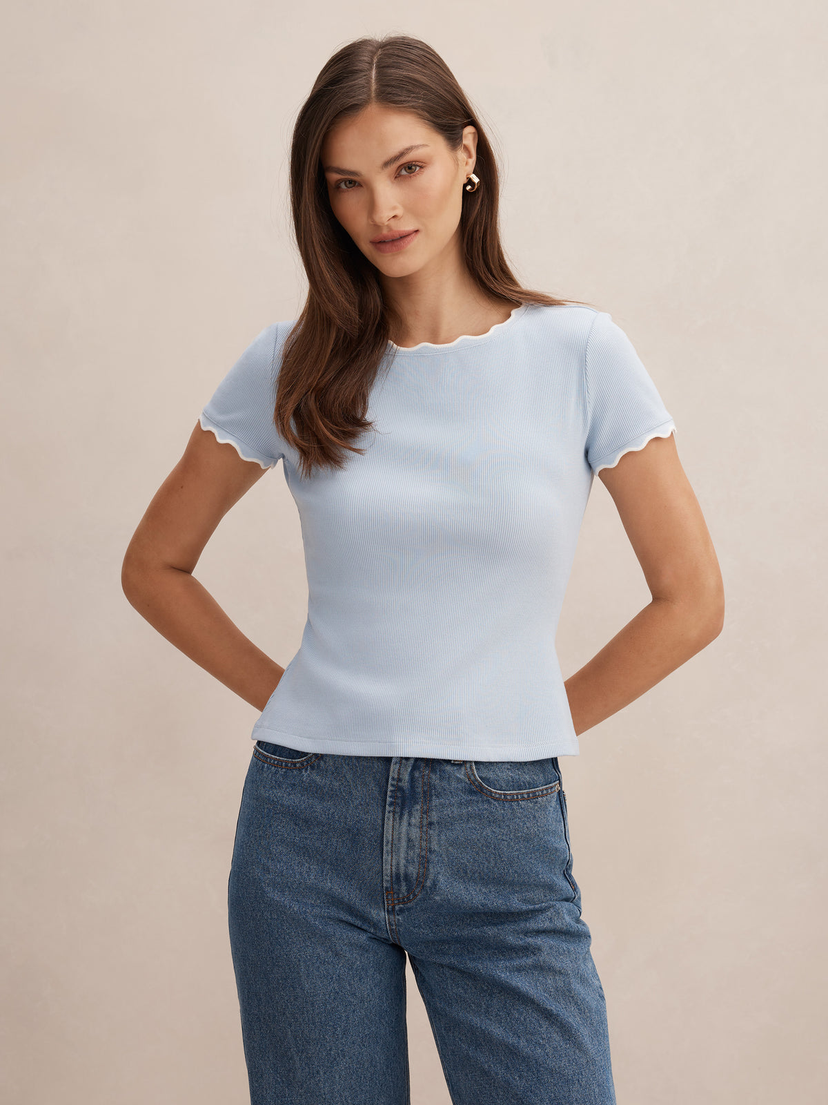 Rebecca Scallop Trim Tee