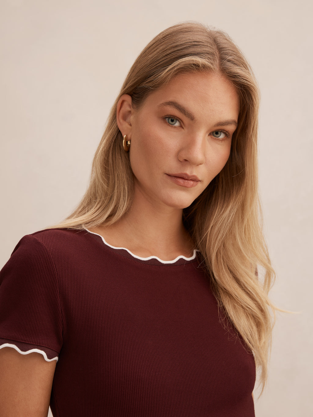 Rebecca Scallop Trim Tee