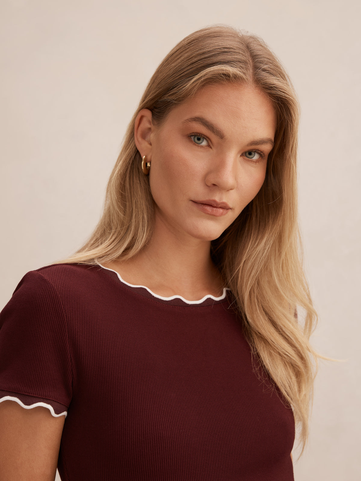 Rebecca Scallop Trim Tee