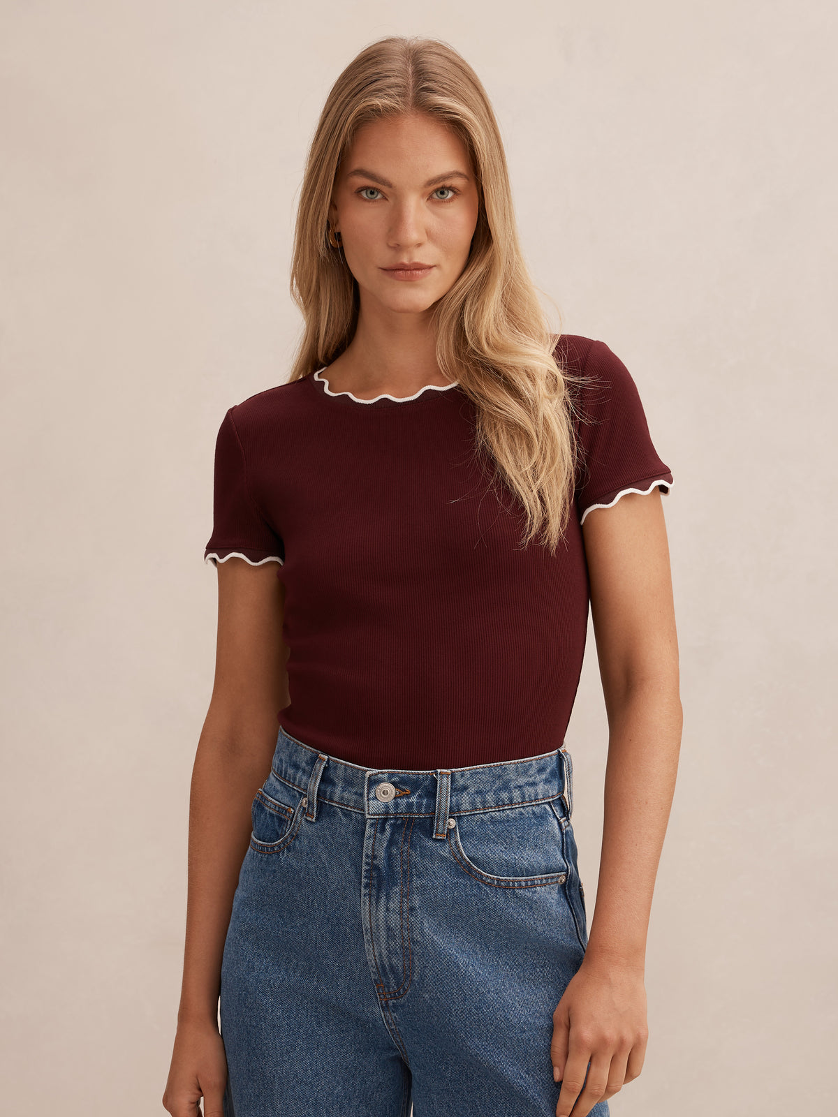 Rebecca Scallop Trim Tee