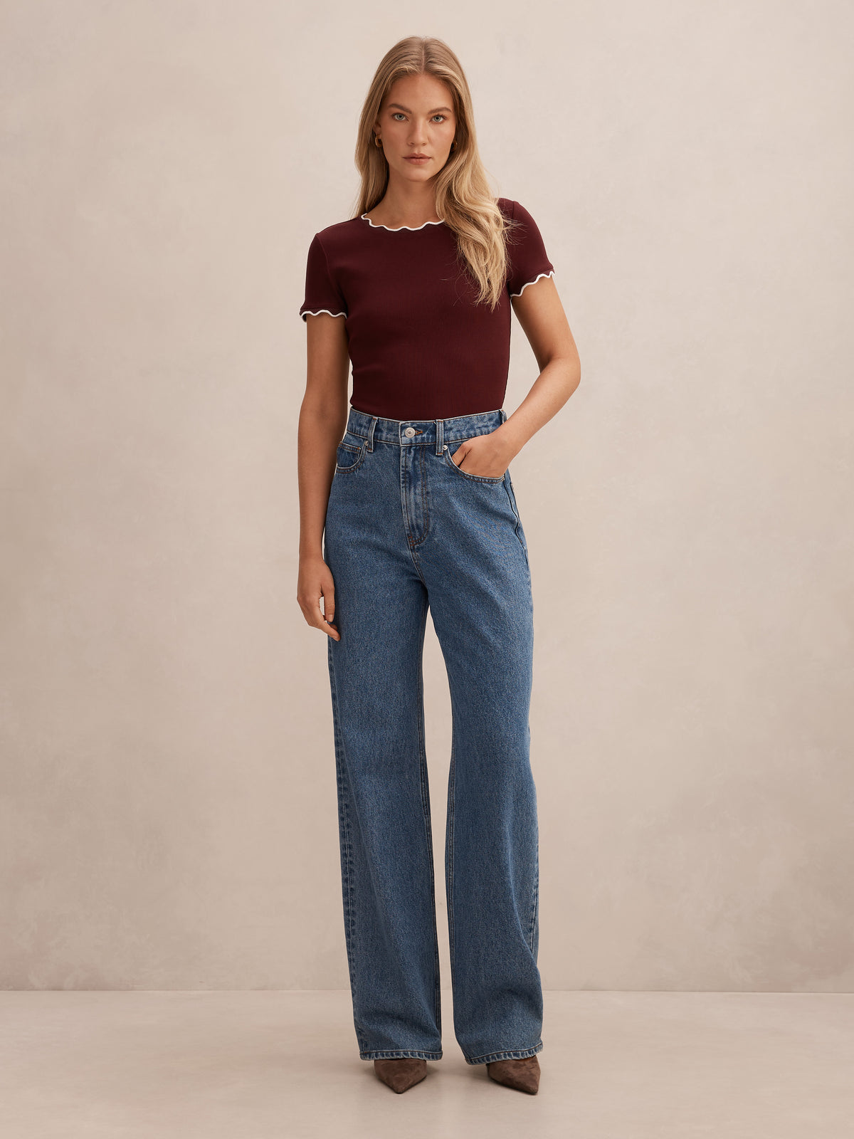 Rebecca Scallop Trim Tee