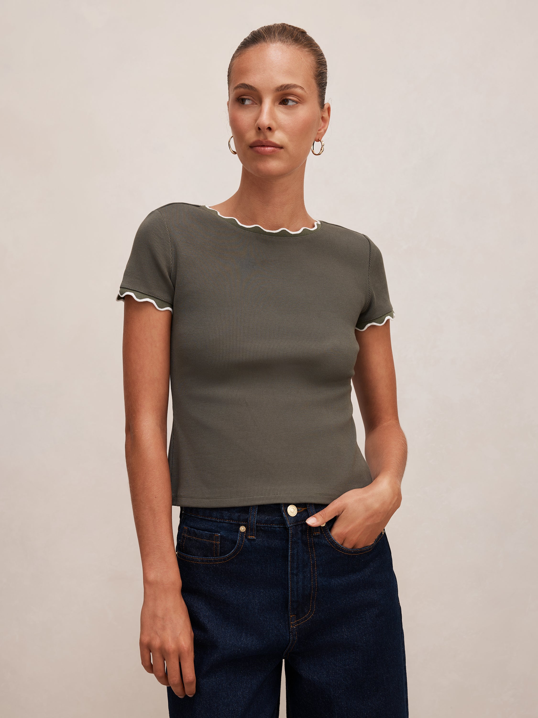Rebecca Scallop Trim Tee