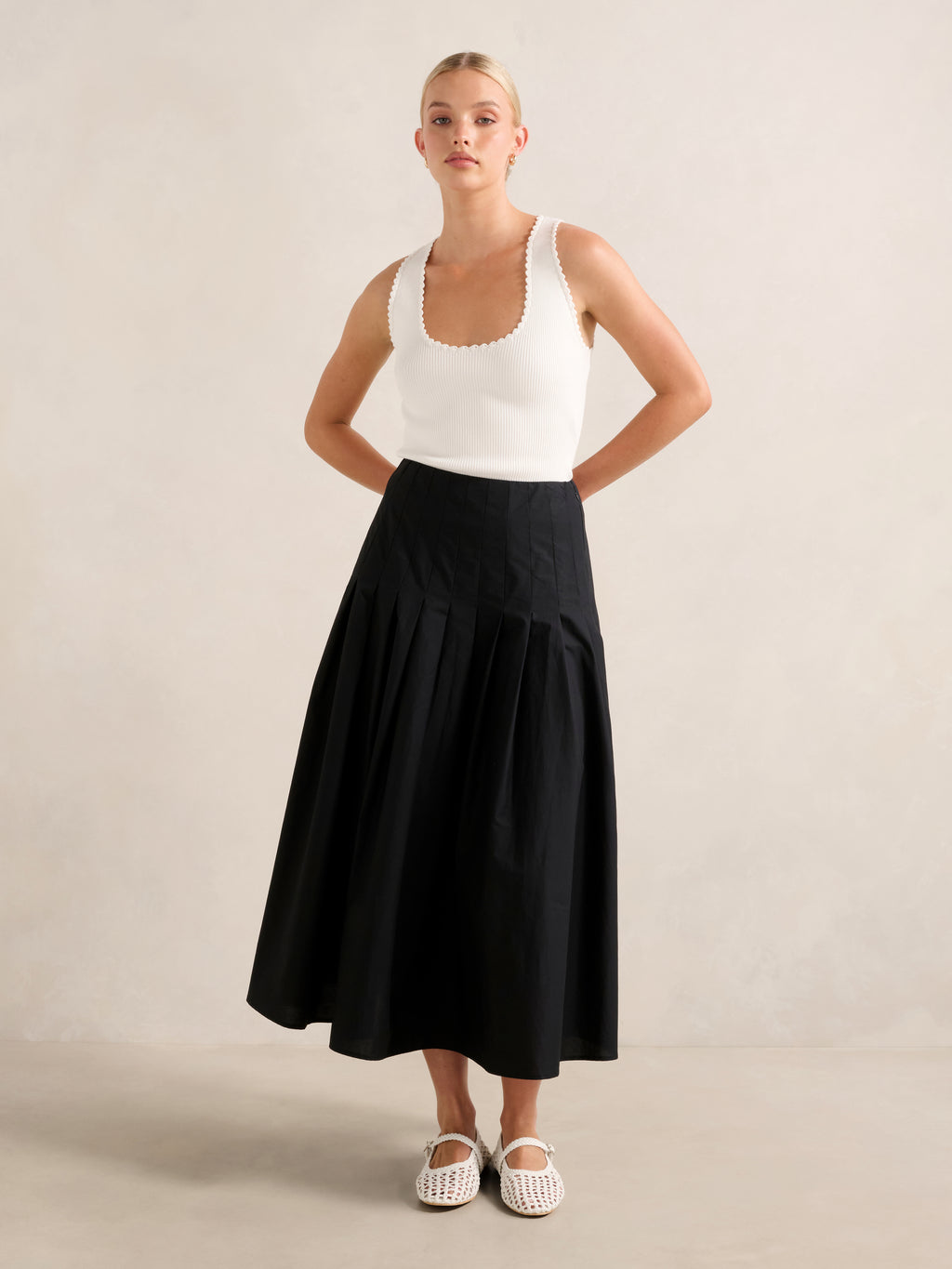 Sasha Pleated Midi Skirt