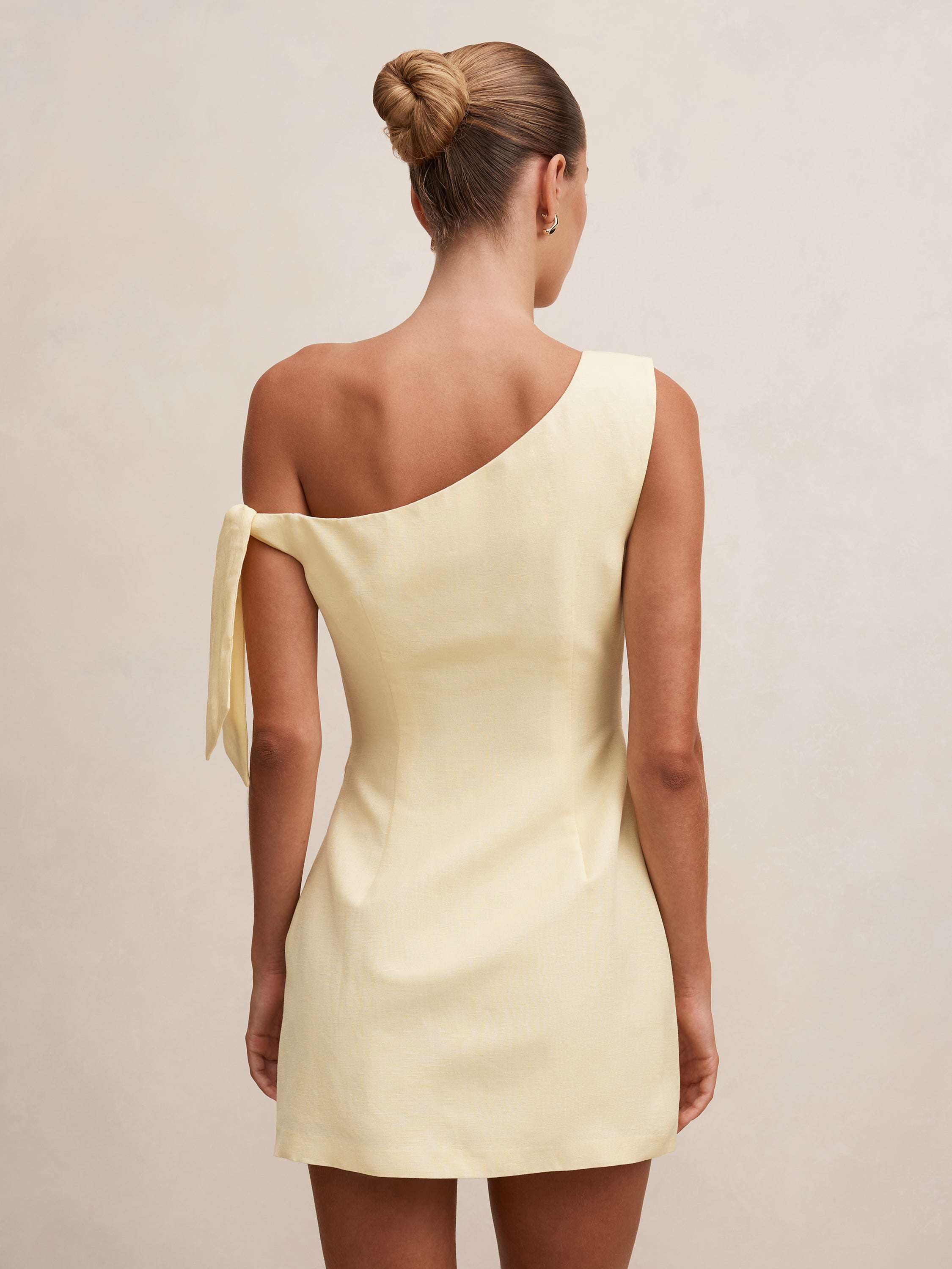 Cinzia Tipped Shoulder Linen Mini Dress