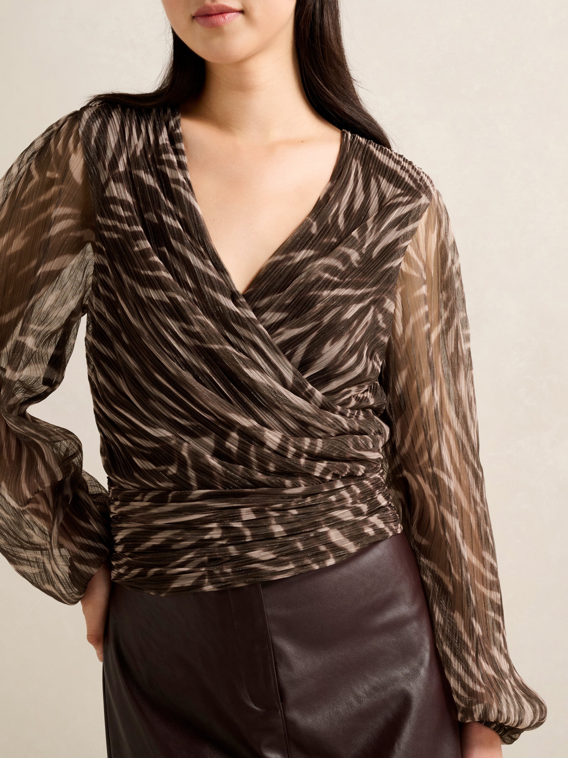 Odette Plisse Wrap Top
