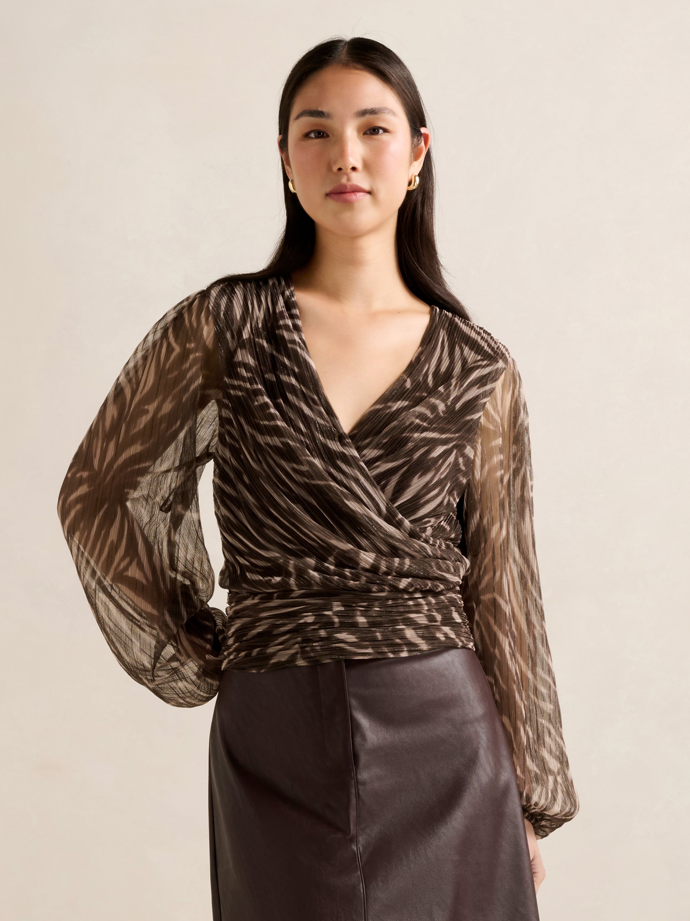 Odette Plisse Wrap Top