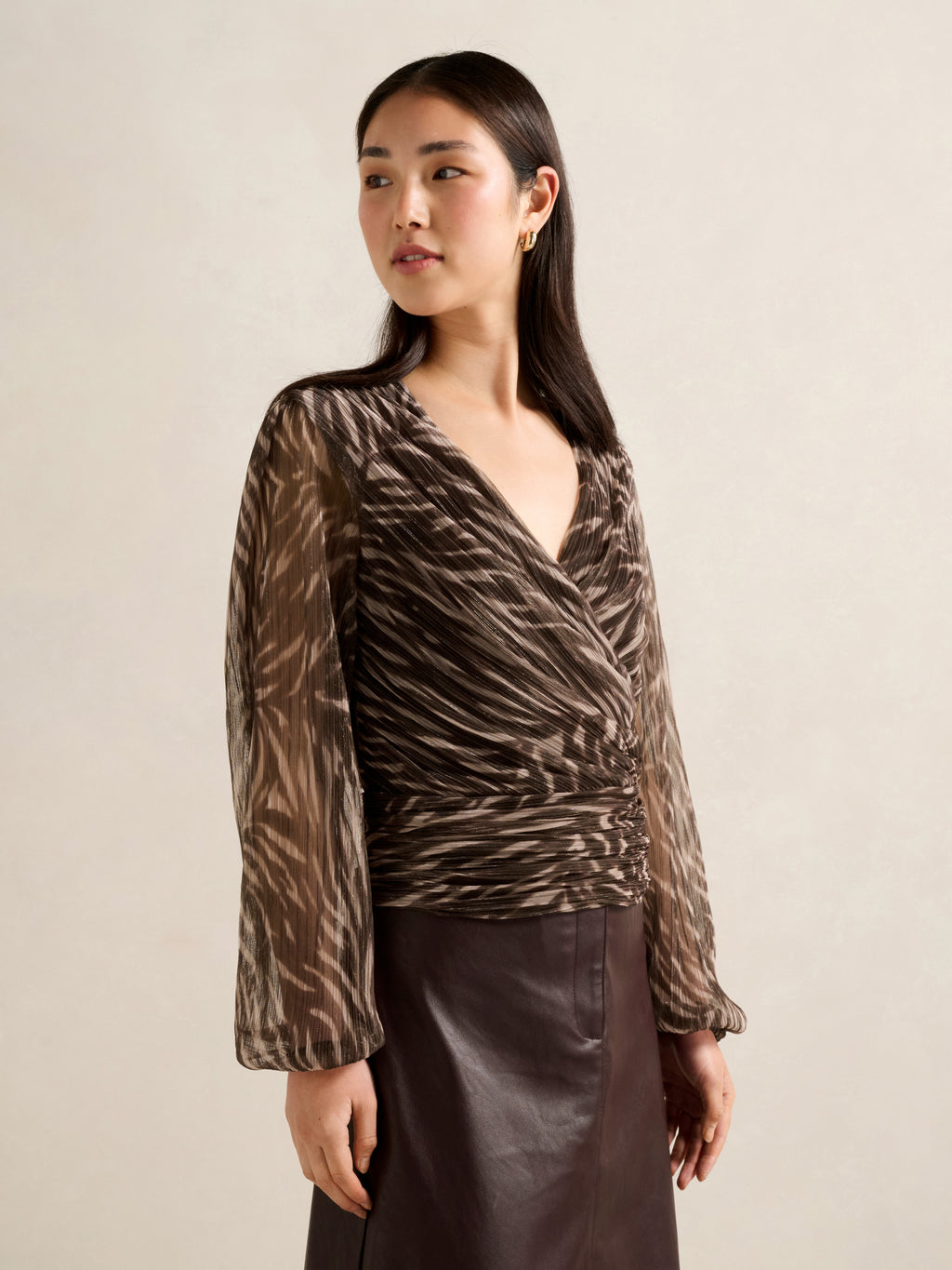 Odette Plisse Wrap Top