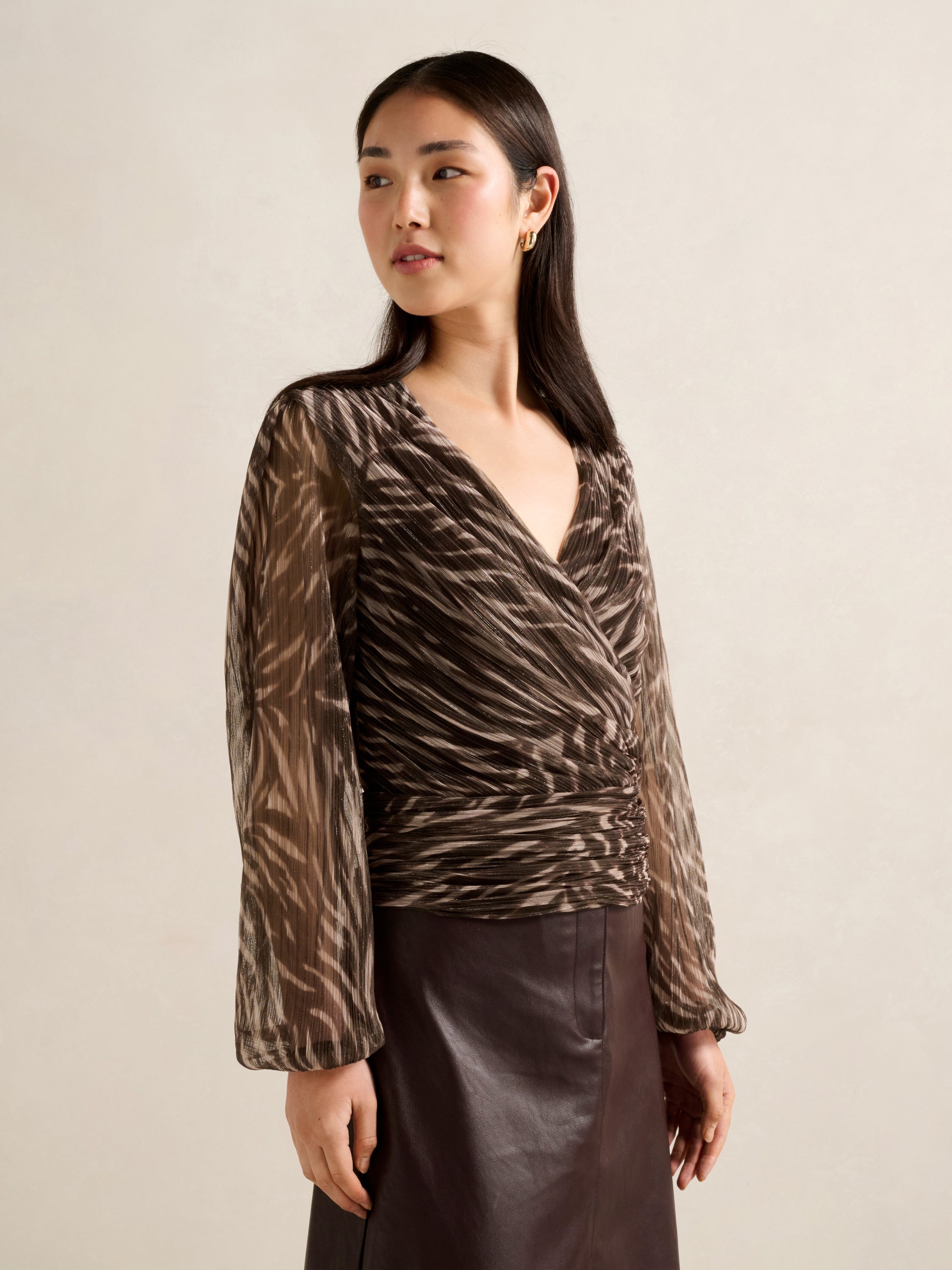 Odette Plisse Wrap Top
