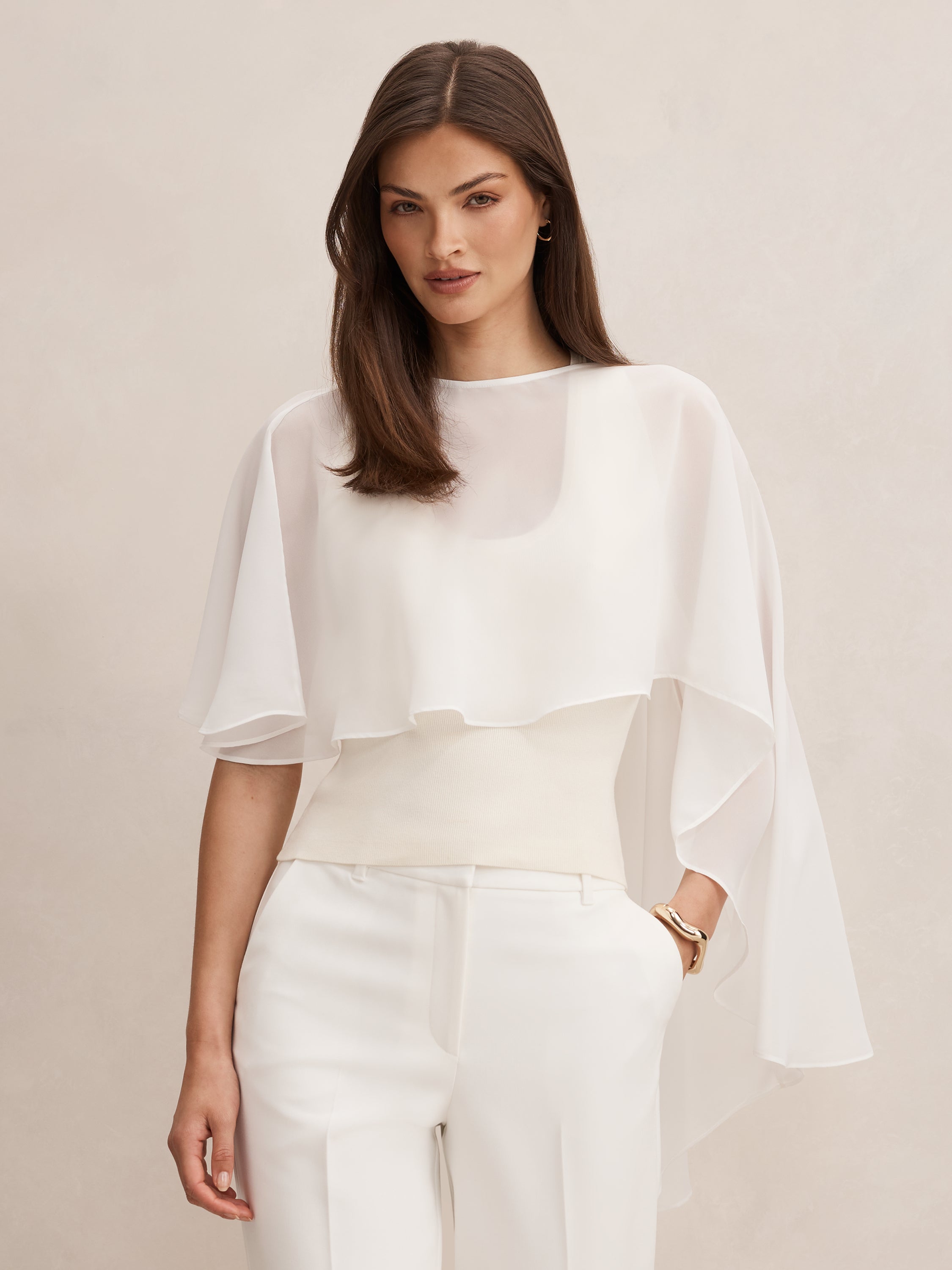 Aria Asymmetrical Chiffon Cape