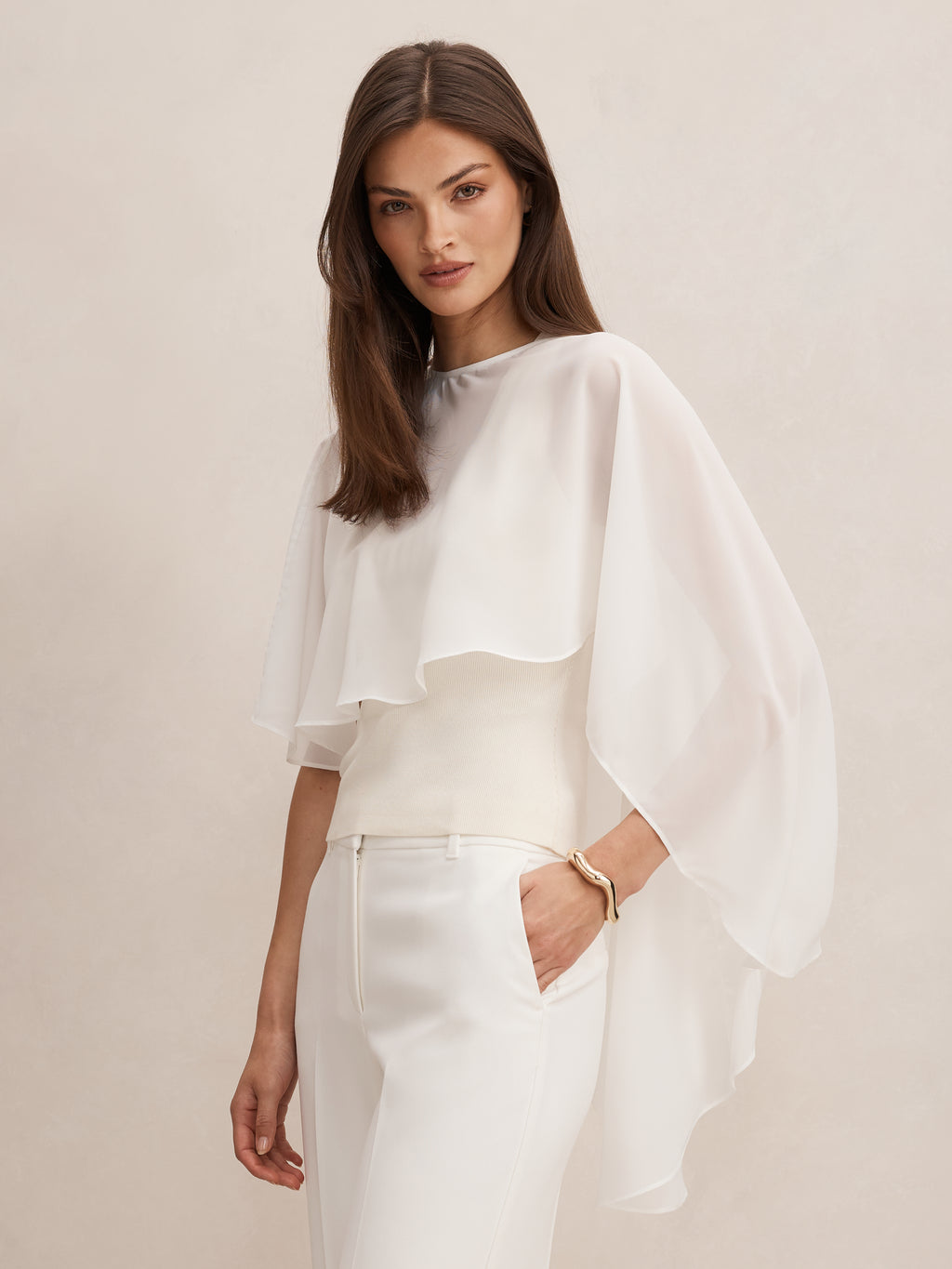 Aria Asymmetrical Chiffon Cape