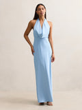 Becca Cowl Halter Satin Gown