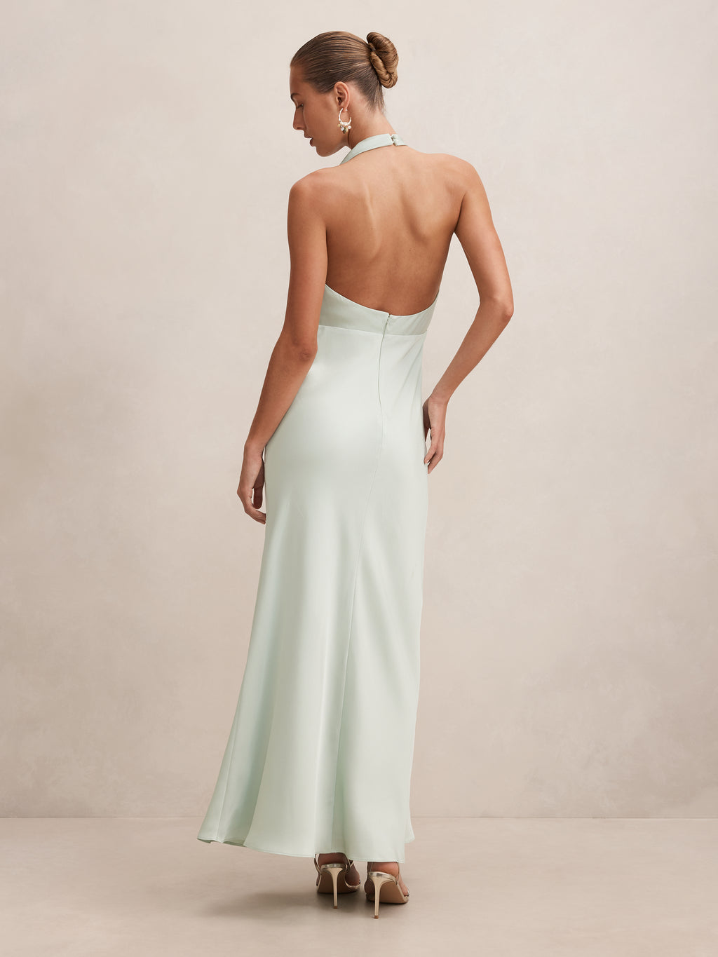 Becca Cowl Halter Satin Gown