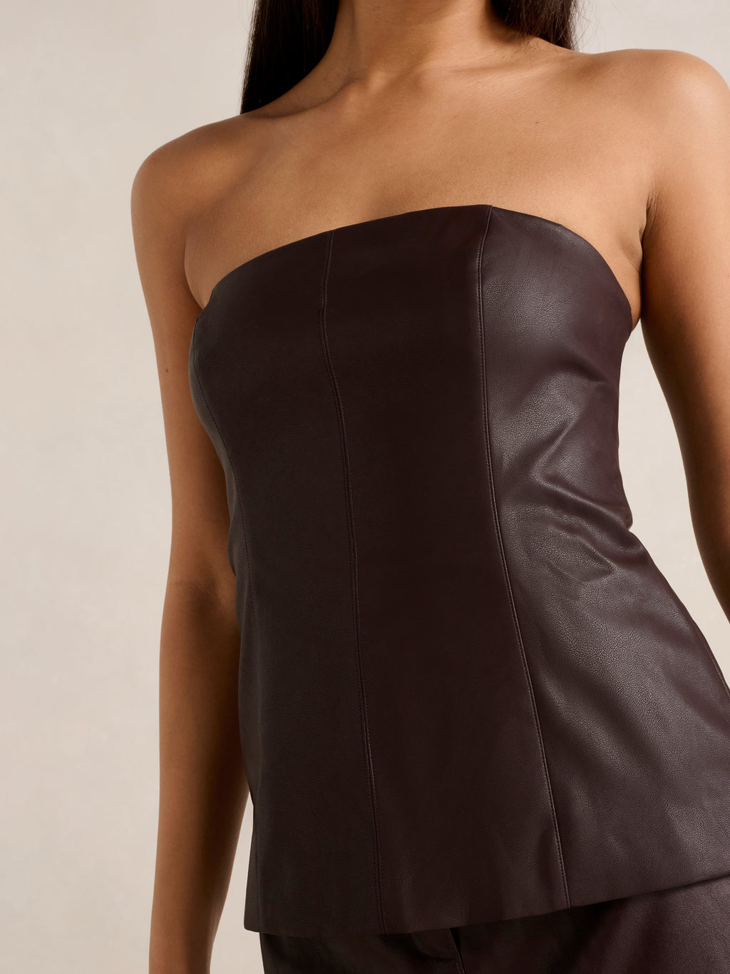 Alessandra Strapless PU Top
