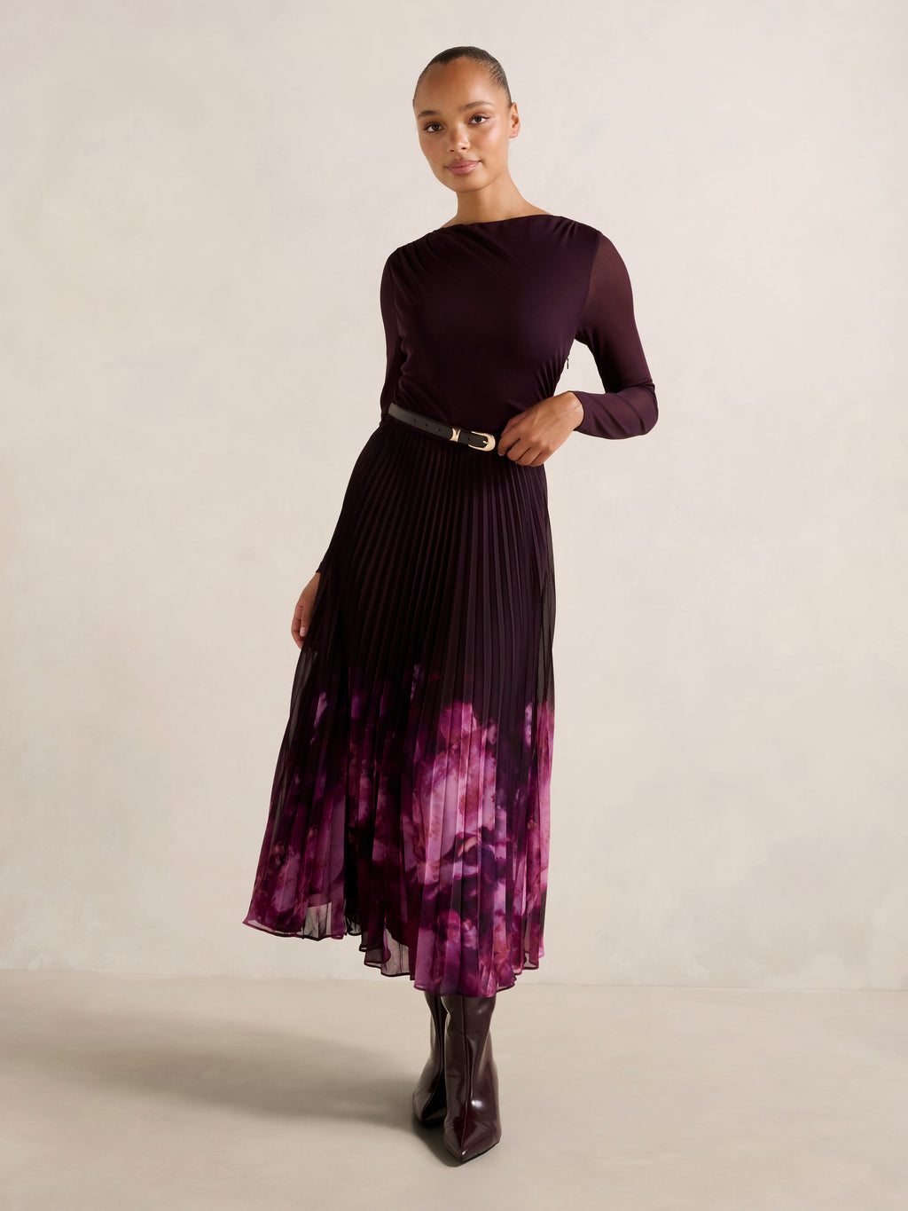 Adelina 2 in 1 Pleat Midi Dress