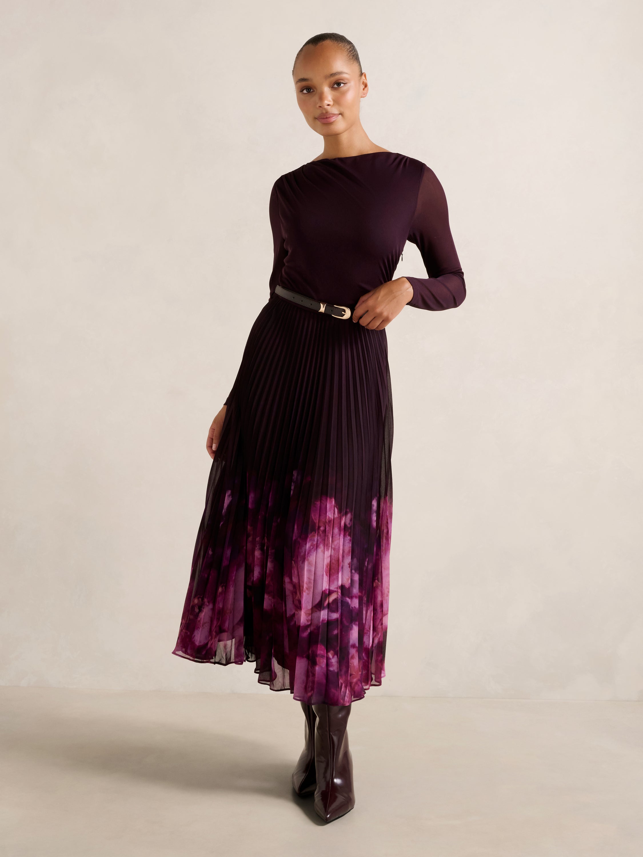 Adelina 2 in 1 Pleat Midi Dress