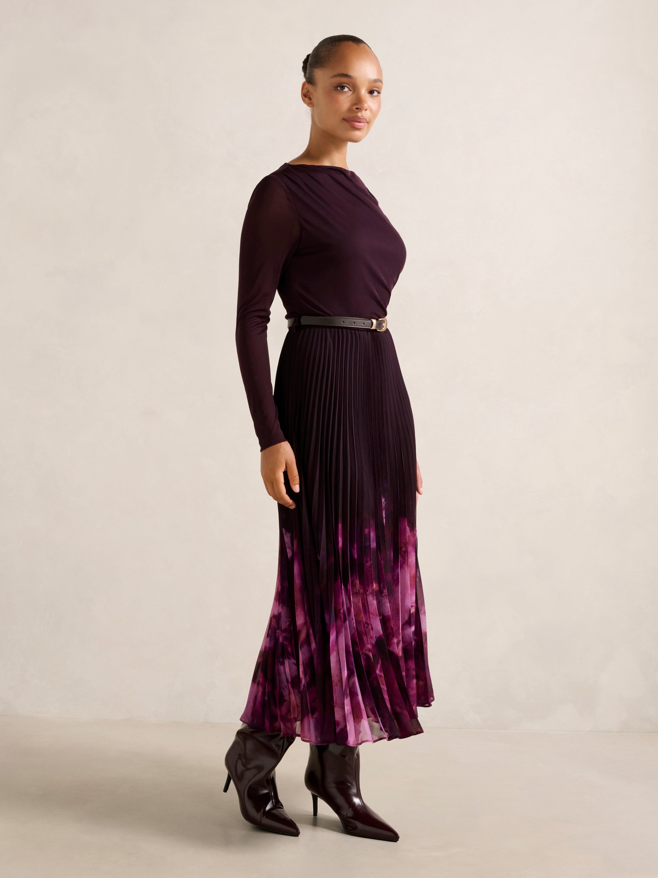 Adelina 2 in 1 Pleat Midi Dress