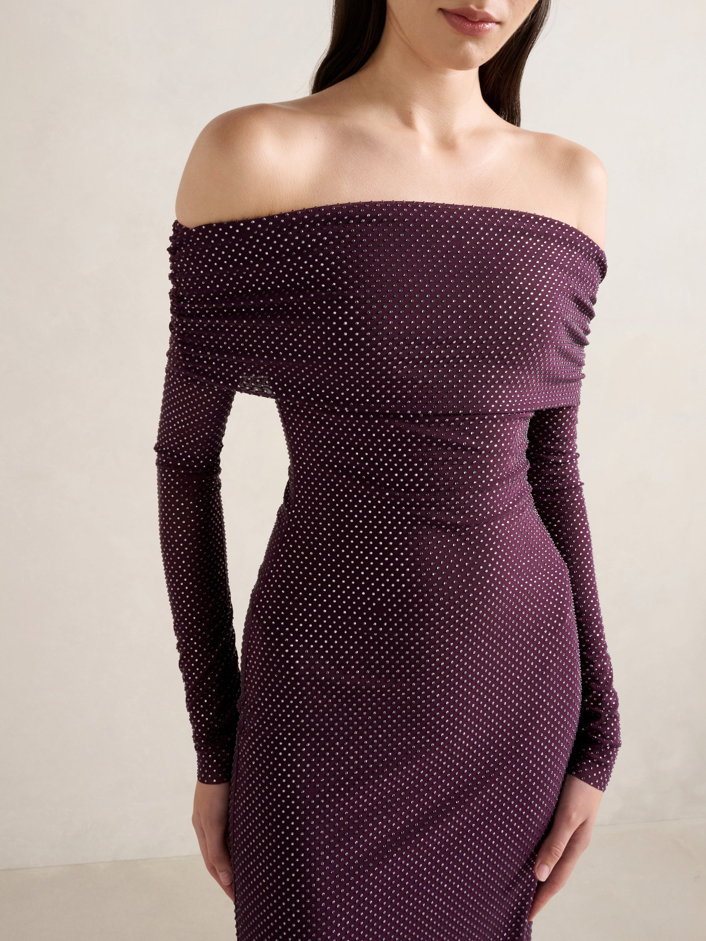 Effie Bardot Heatseal Maxi Dress