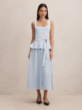 Peony Pleat Mixed Midi Dress
