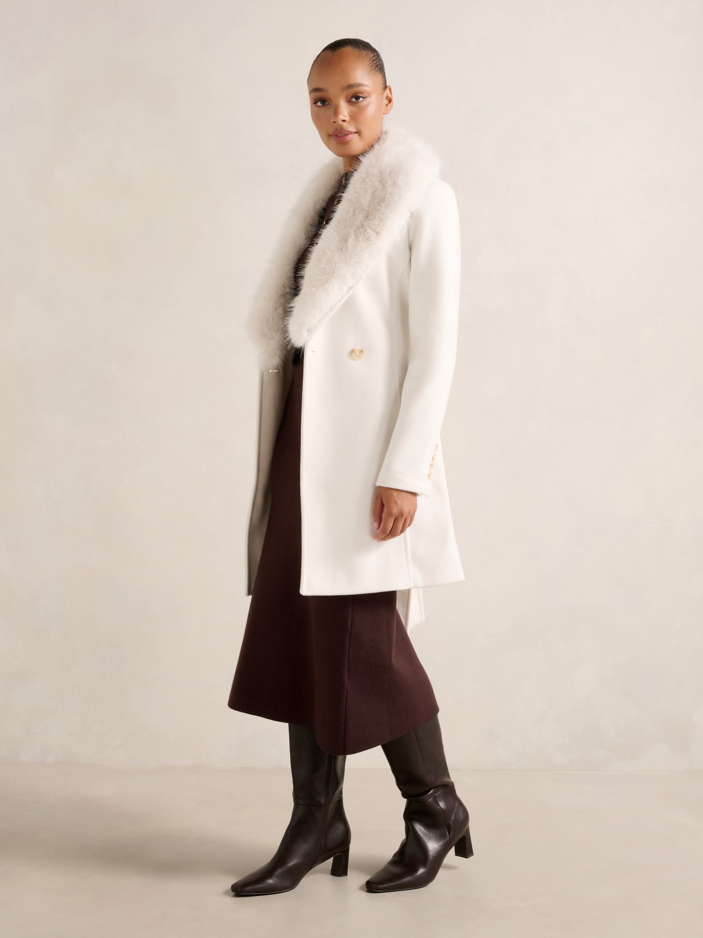 Rocky Fur Collar Wrap Coat