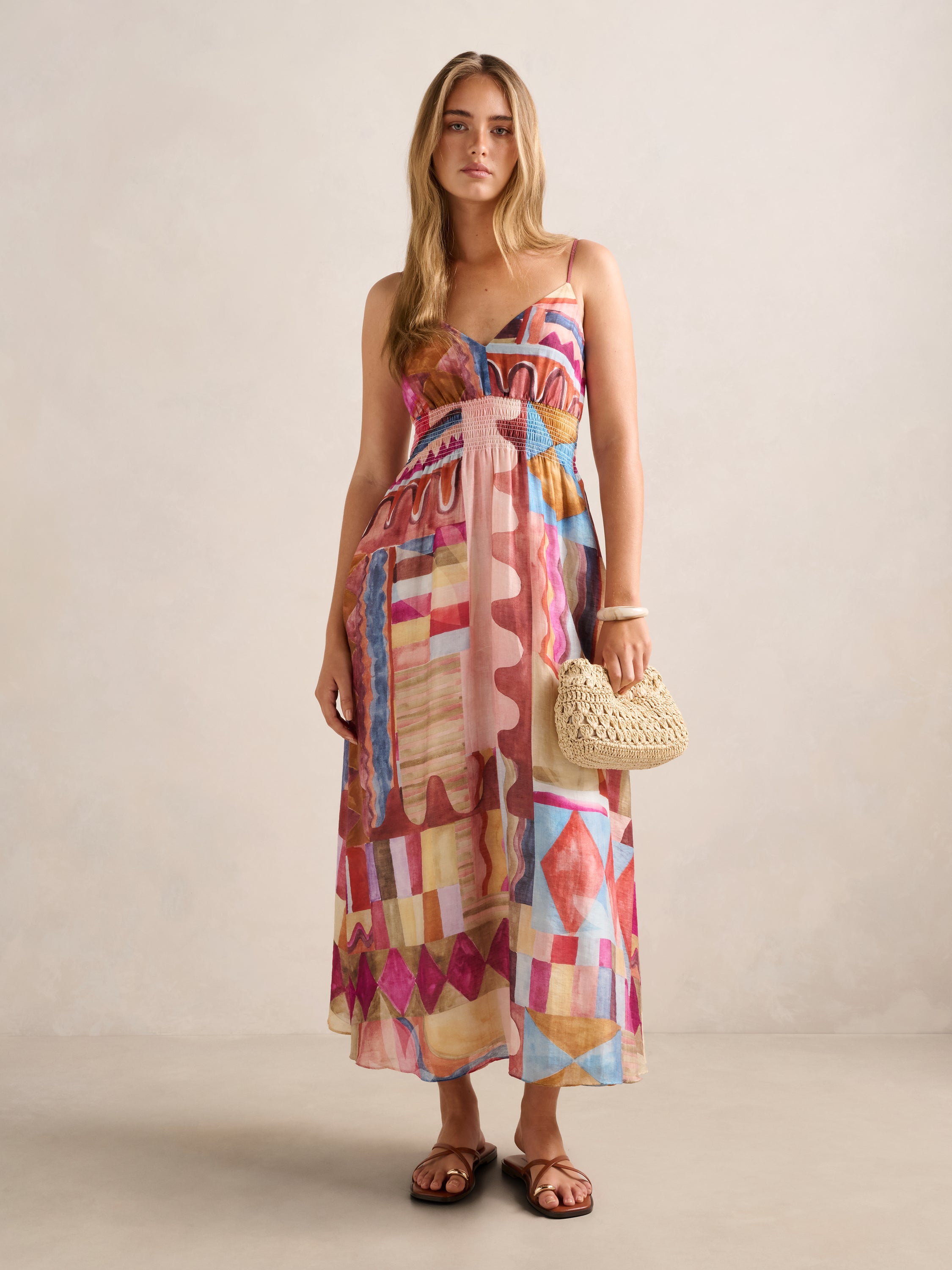 Gina Gathered Waist Midi Dress
