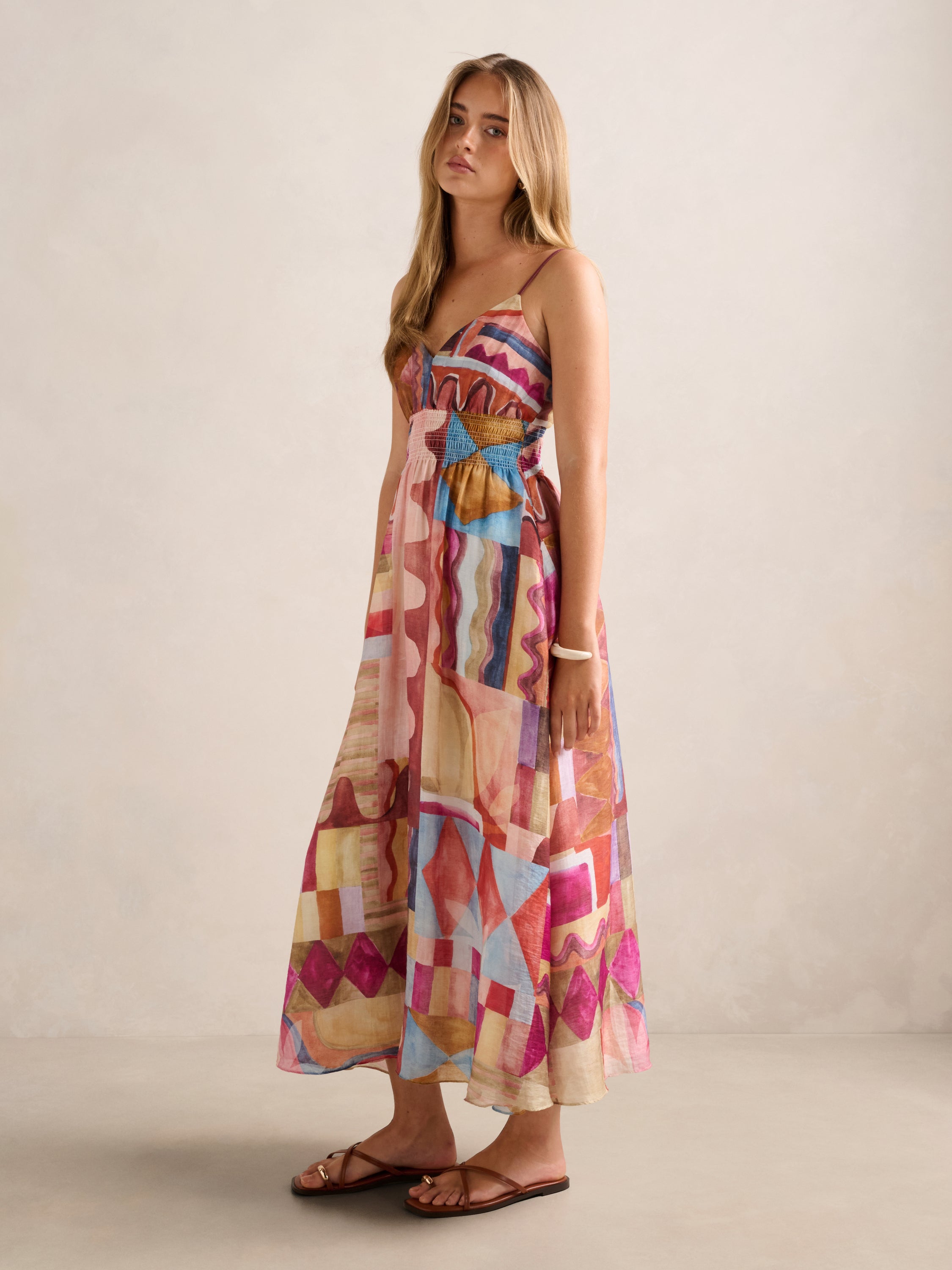 Gina Gathered Waist Midi Dress