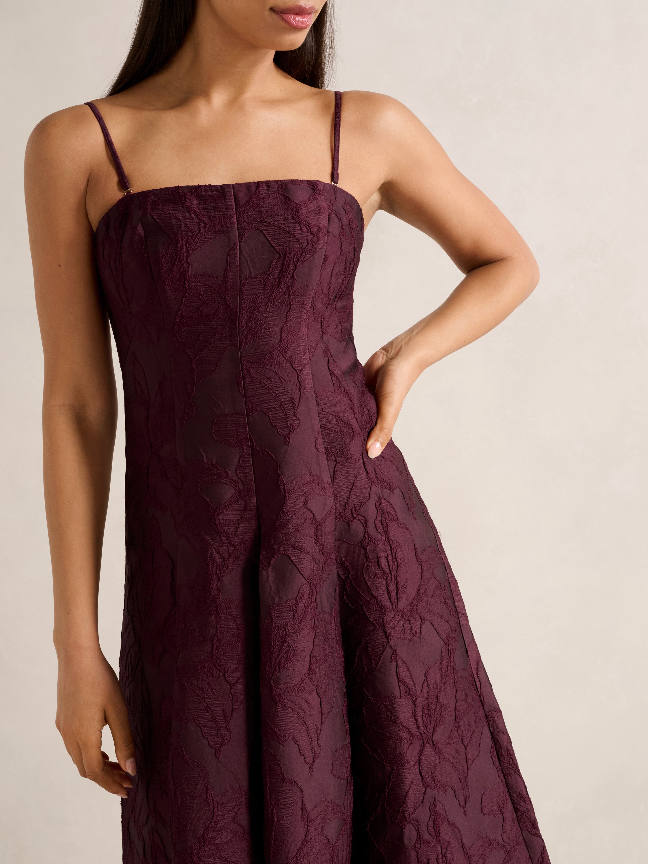 Charlotte Strapless Jacquard Midi Dress