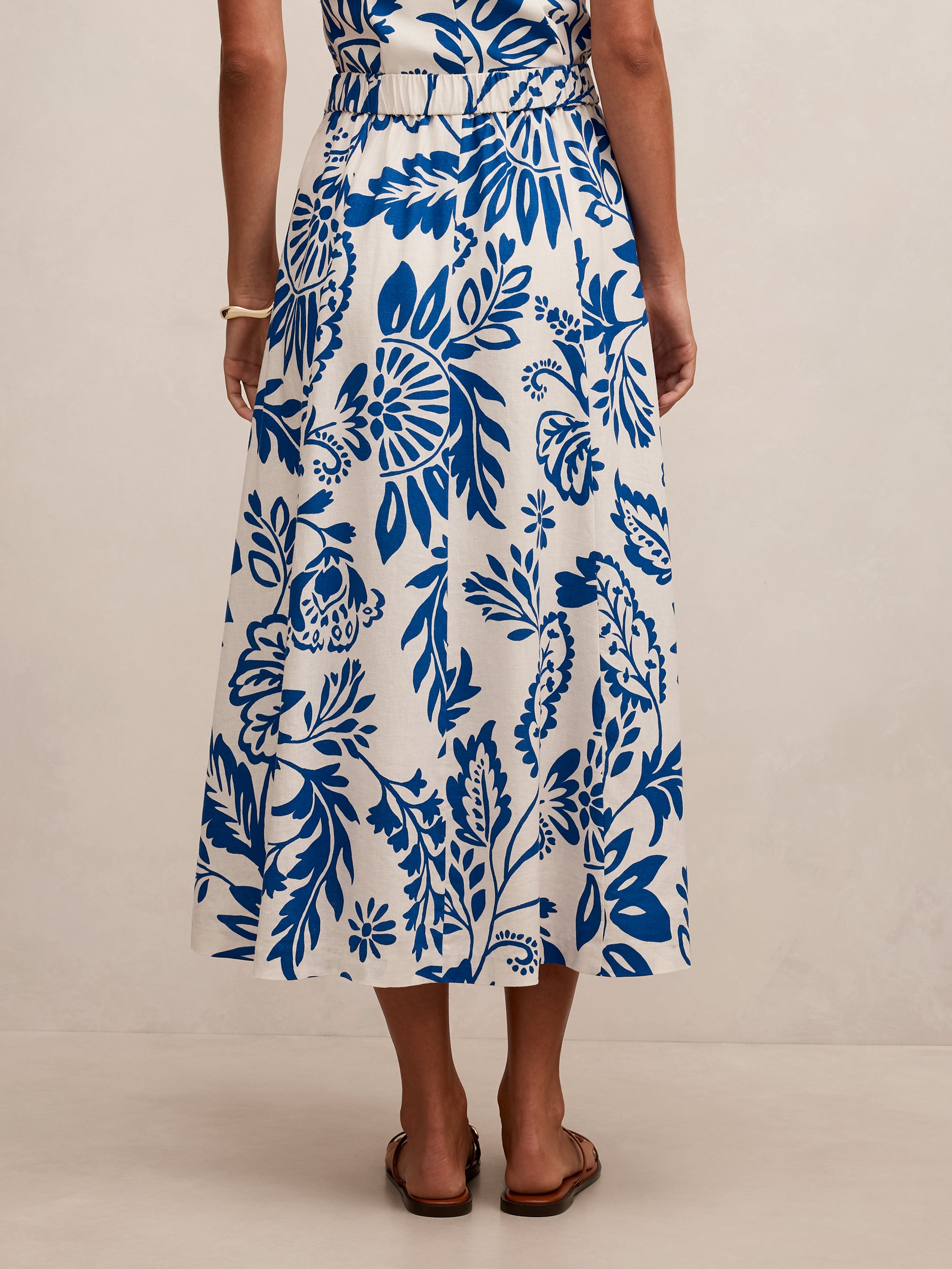 Darcy Printed Seamed Midi Skirt
