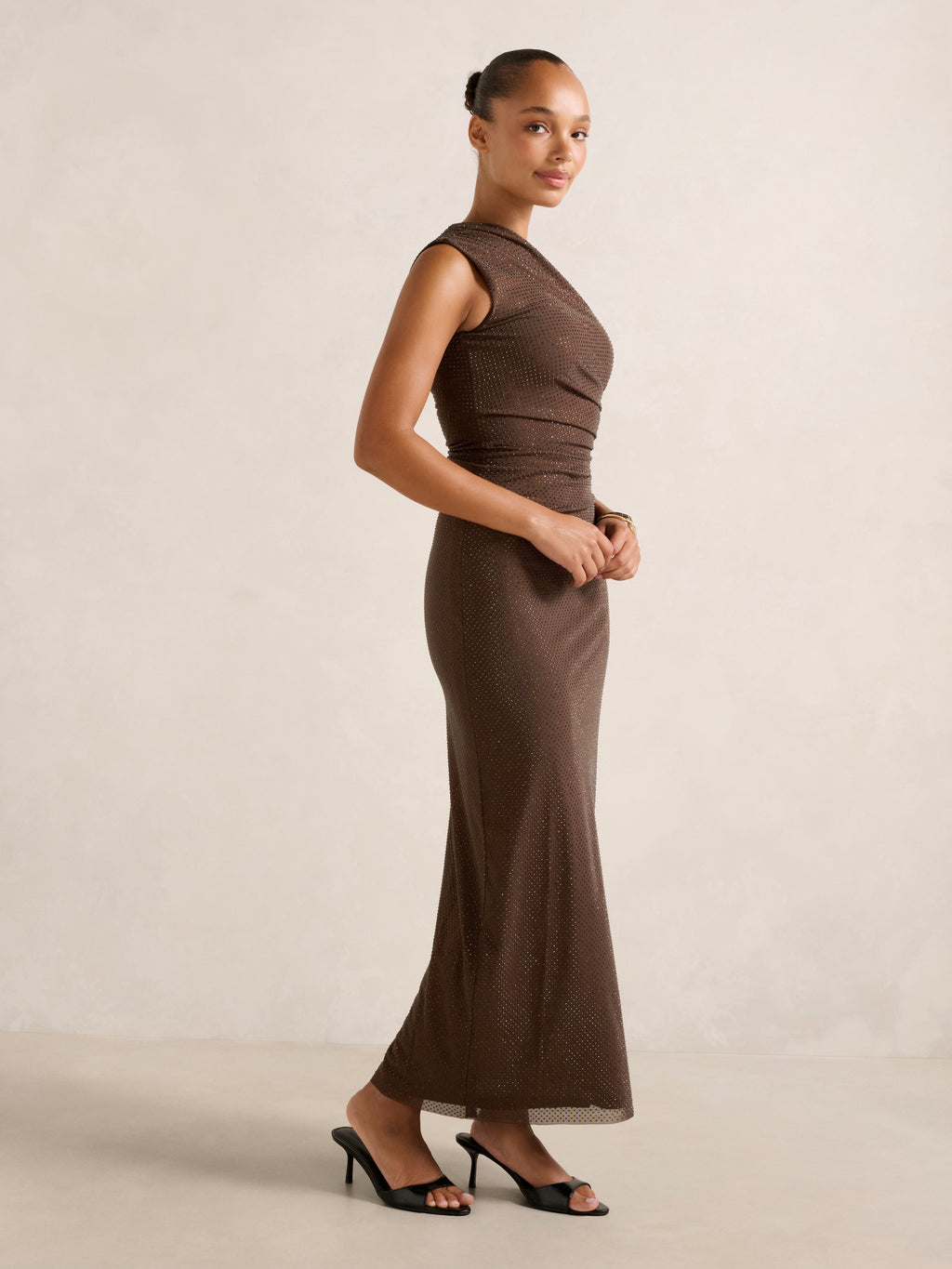 Audrina One Shoulder Heatseal Maxi Dress