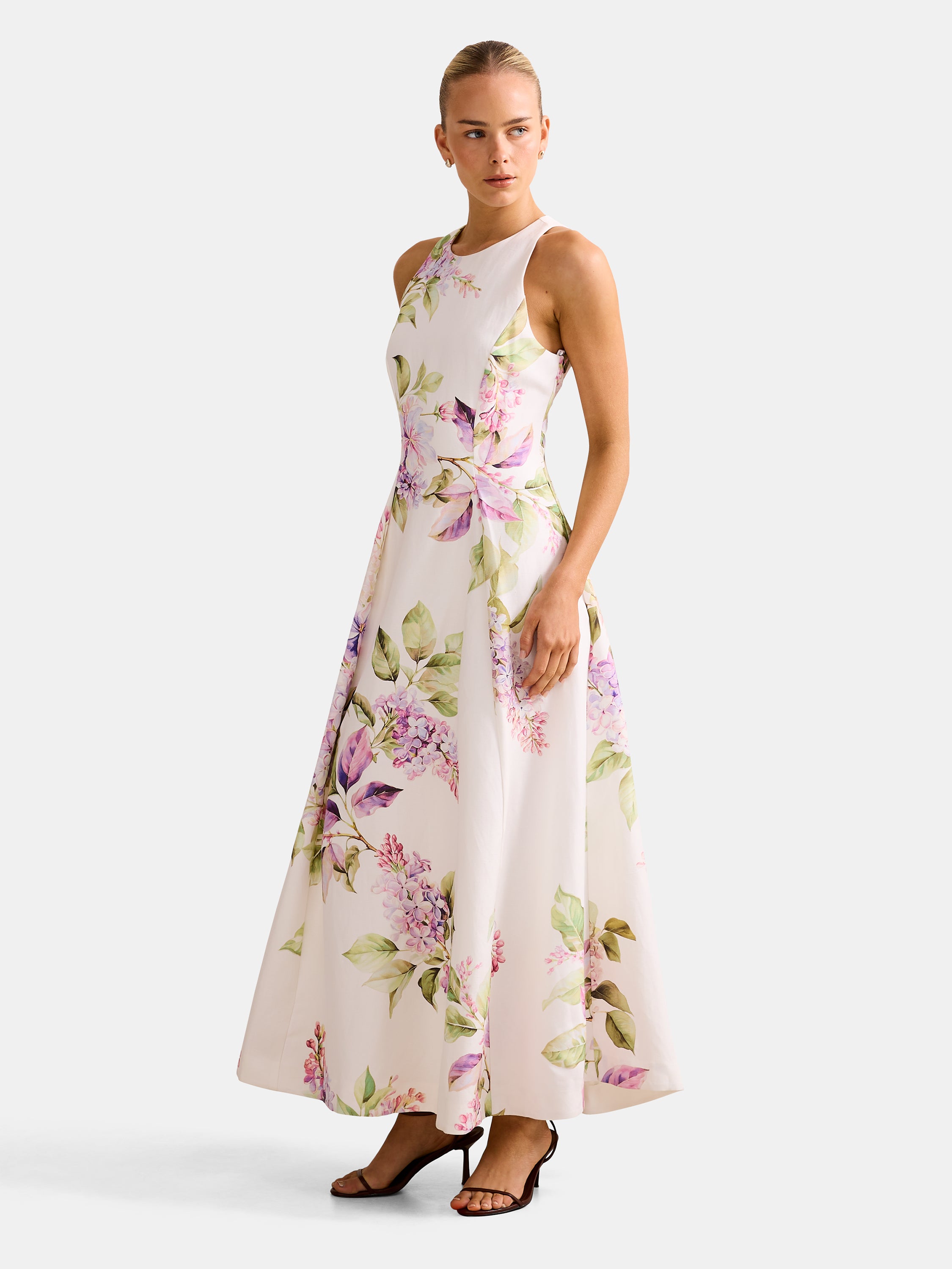 Sophia High Neck Printed Midi Dress