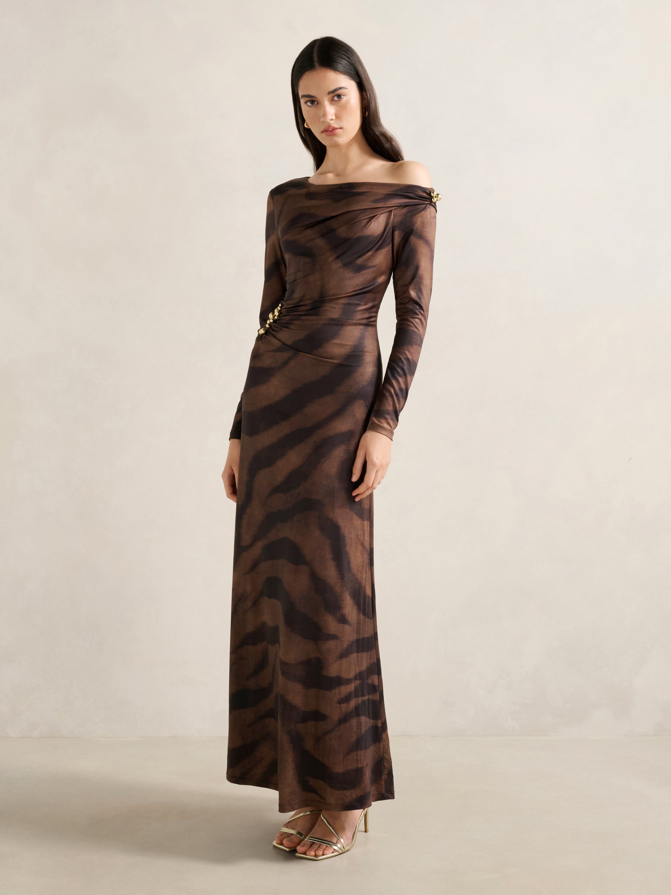 Aimee One Shoulder Print Maxi Dress
