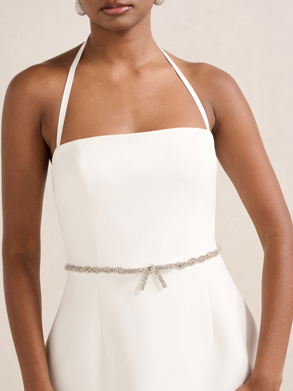 Mattie Petite Diamante Bow  Mini Dress
