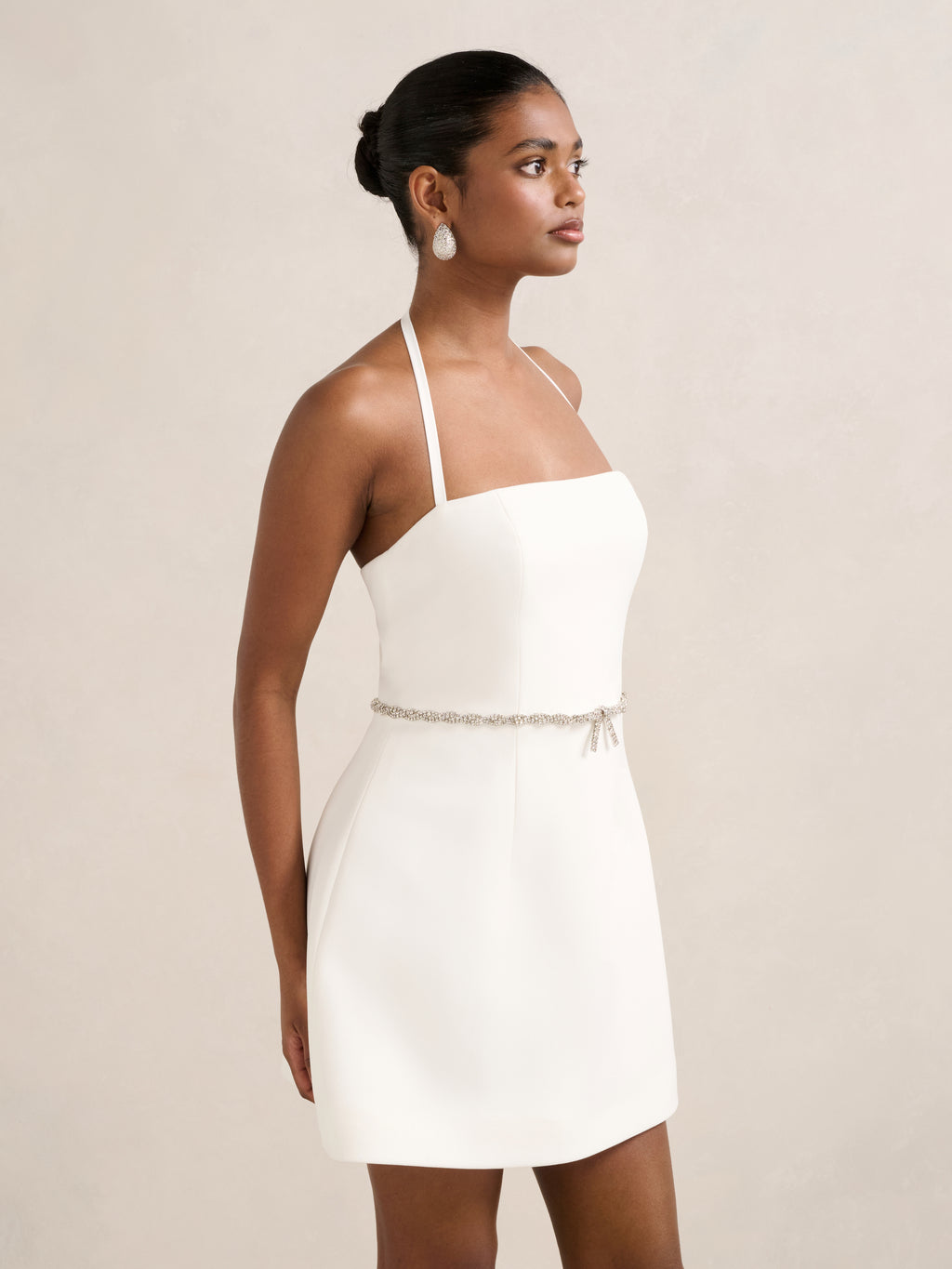 Mattie Petite Diamante Bow  Mini Dress