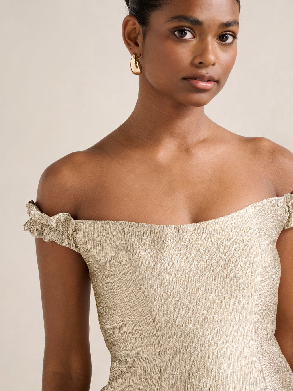 Mandy Petite Bardot Ruffle Mini Dress