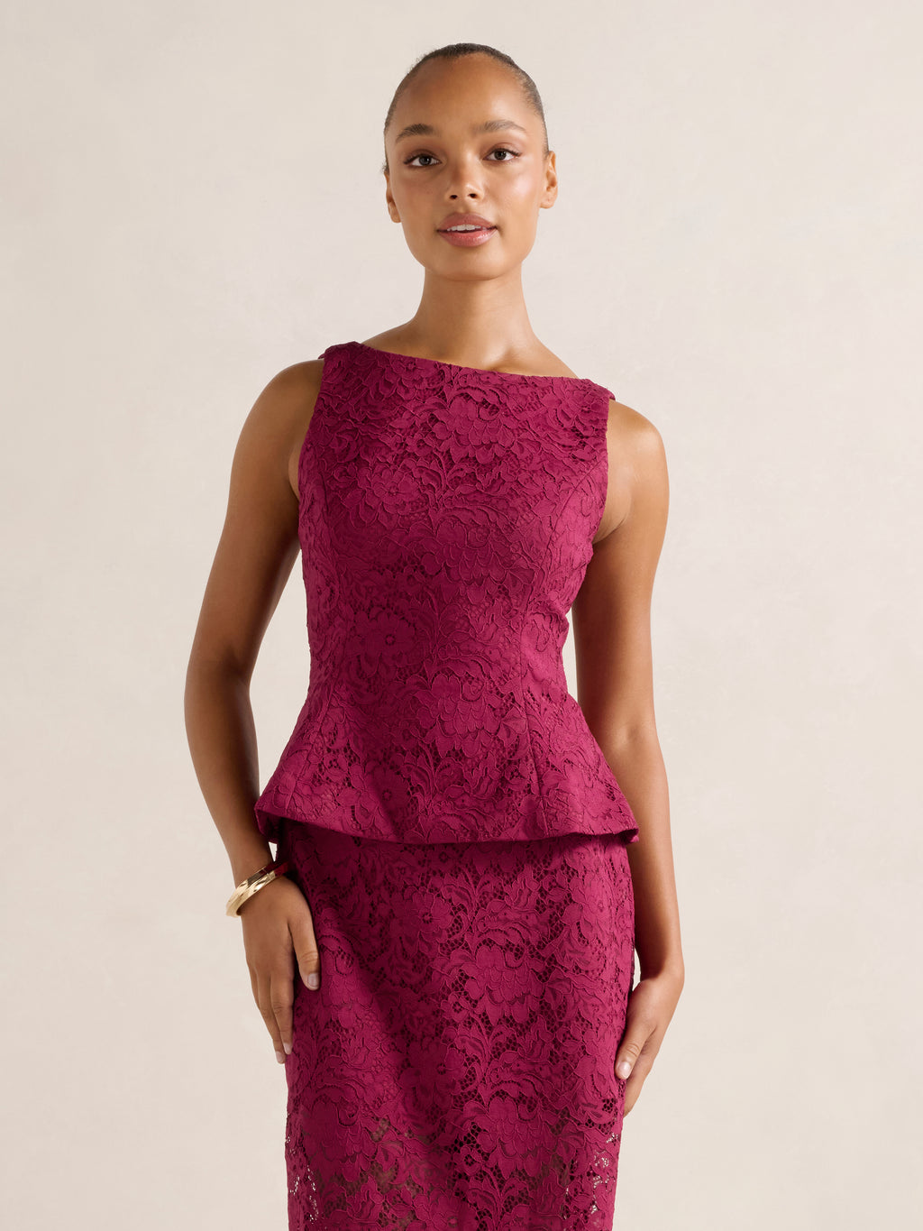 Loretta Lace Peplum Top