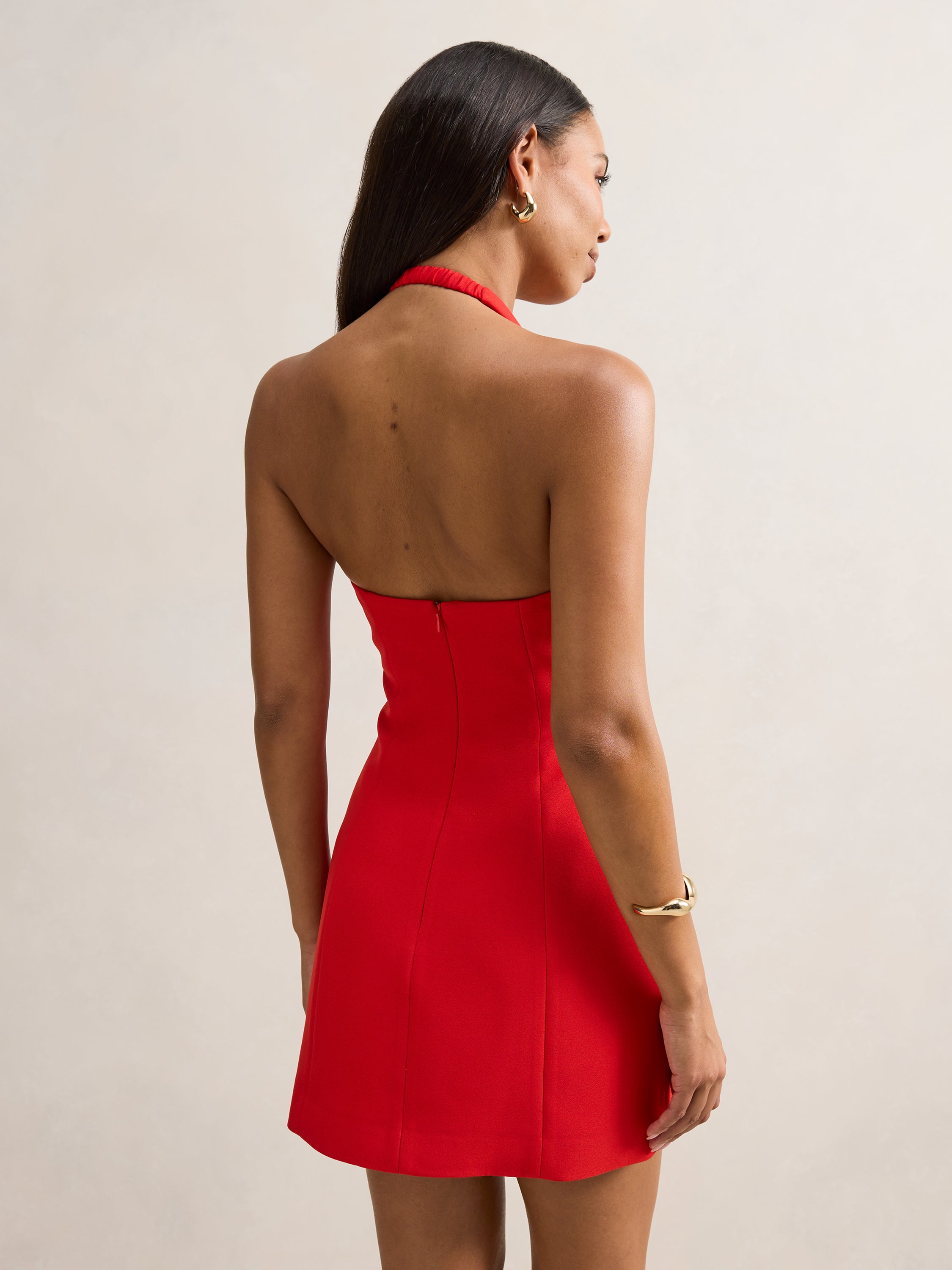 Letta Crepe Halter Mini Dress