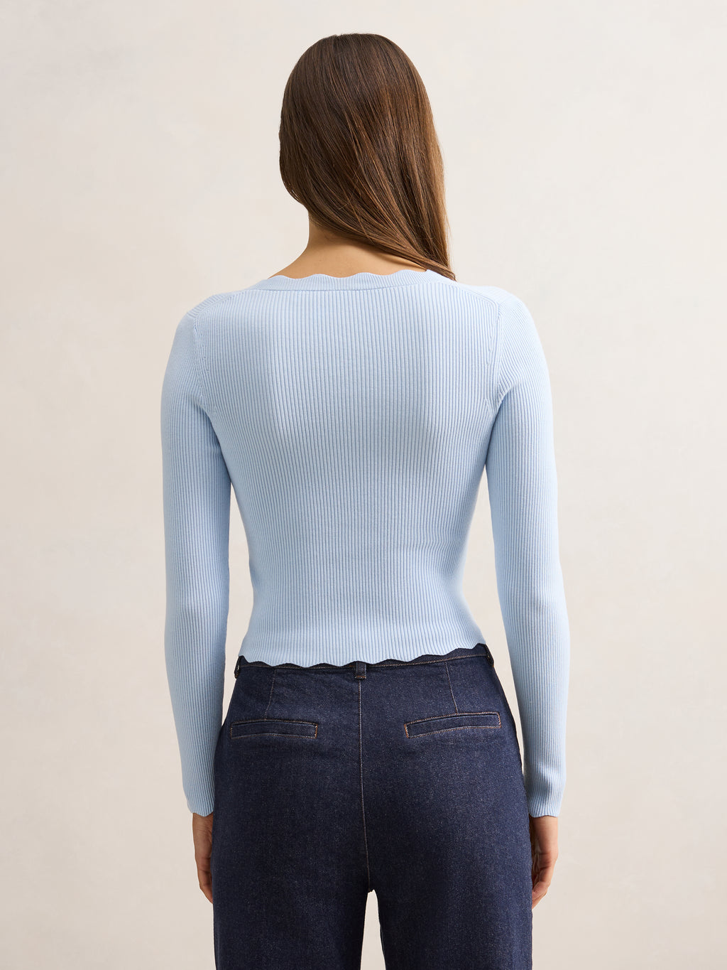 Sally Scallop Trim Knit Cardigan